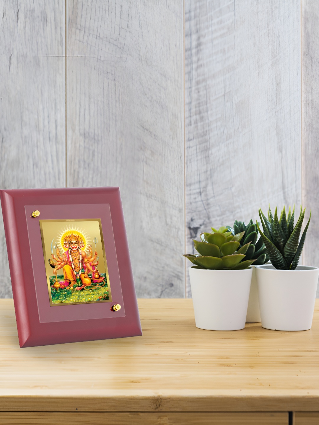 

DIVINITI Maroon Wooden Panchmukhi Hanuman Religious Wall Photo Frames