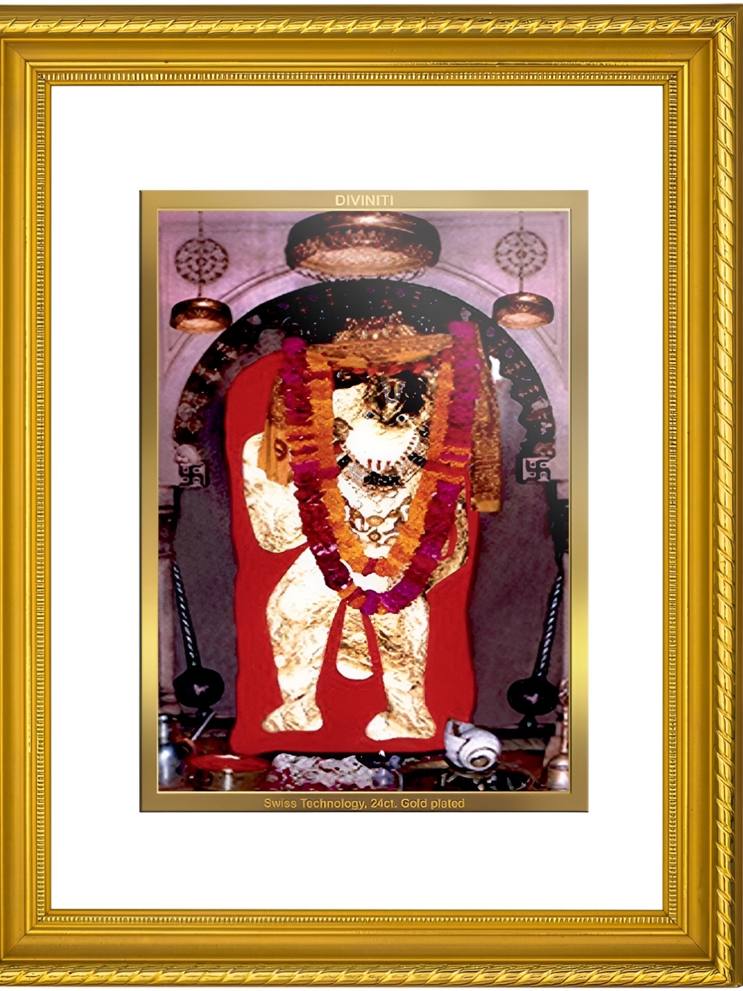 

DIVINITI Gold-Plated Foil Mahendipur Balaji Religious Double Glass Framed Wall Art