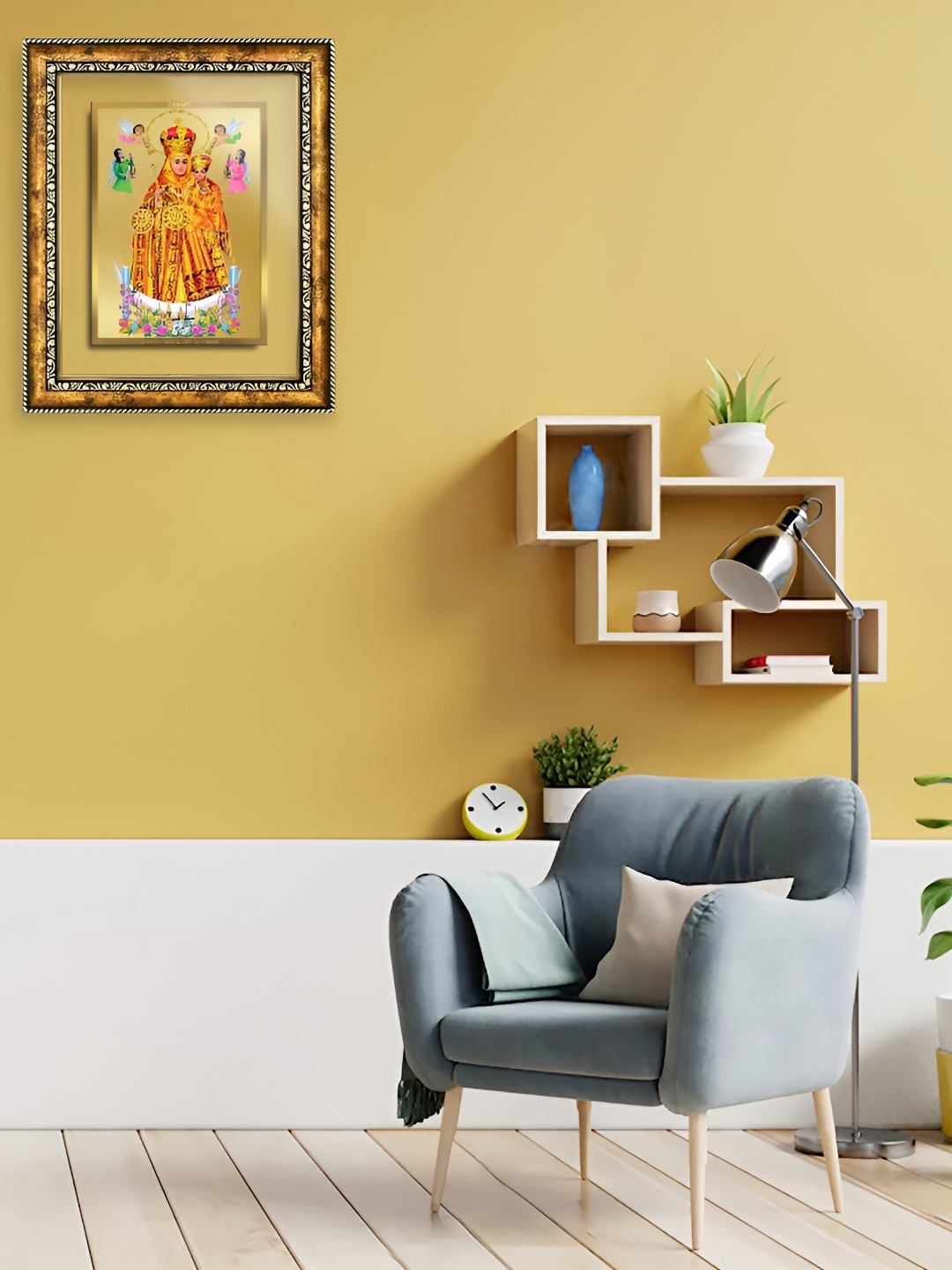 

DIVINITI Gold-Plated Foil Lady Of Health Religious Double Glass Framed Wall Art