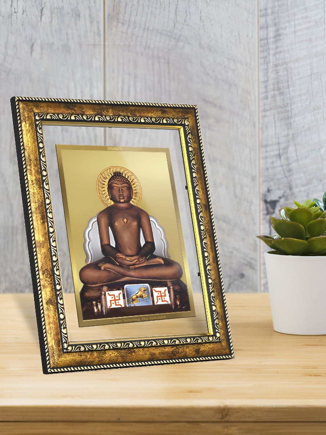 

DIVINITI Gold-Toned & White Glass Table Photo Frame