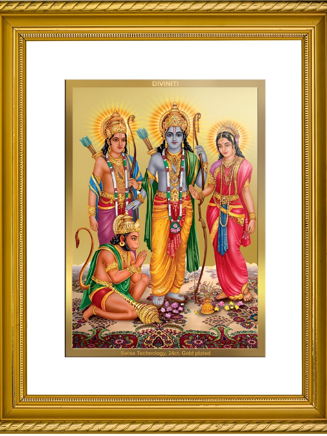 

DIVINITI Gold-Plated Foil Rama Darbar Religious Glass Framed Wall Art