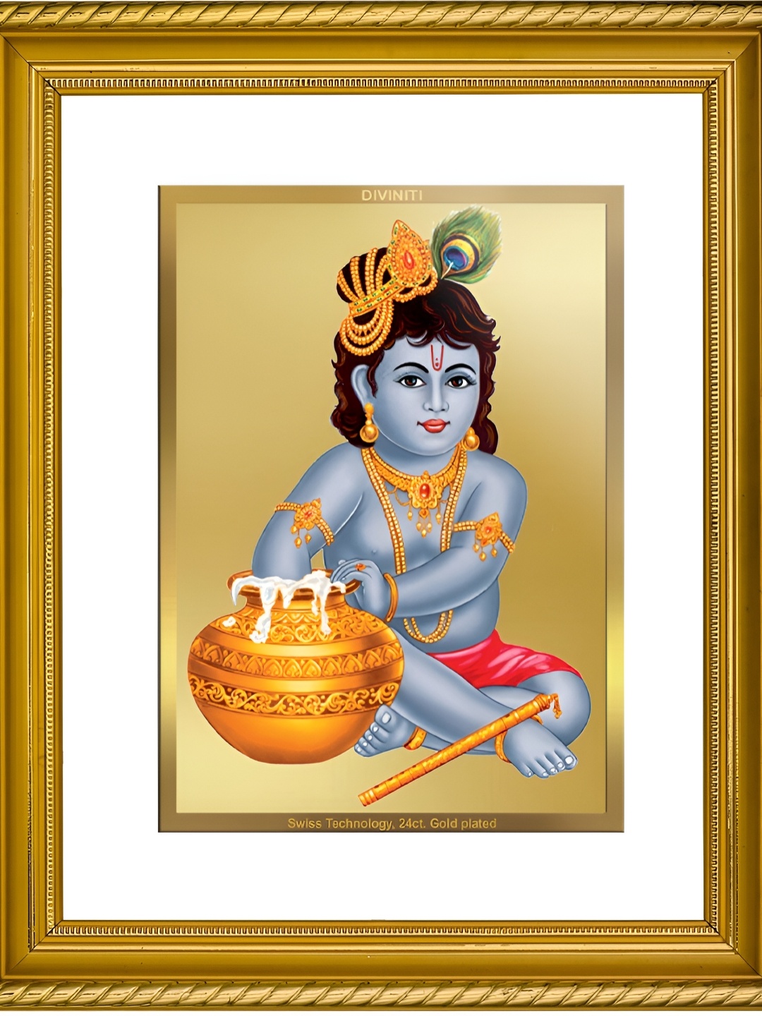 

DIVINITI Gold-Plated Foil Bal Gopal Religious Glass Framed Wall Art