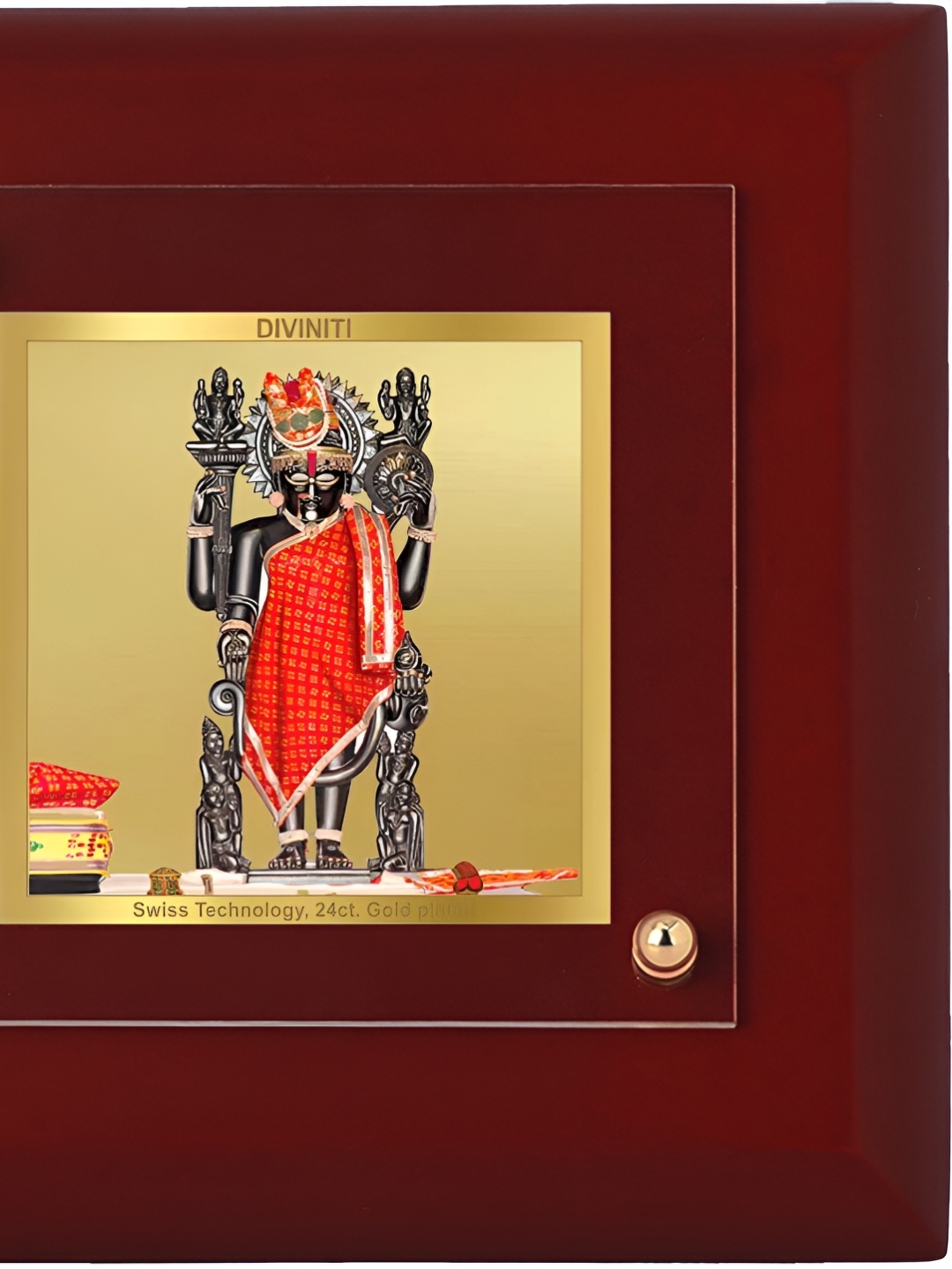 

DIVINITI Red & Gold-Toned Glass Dwarkadhish Gold Plated Table Photo Frames