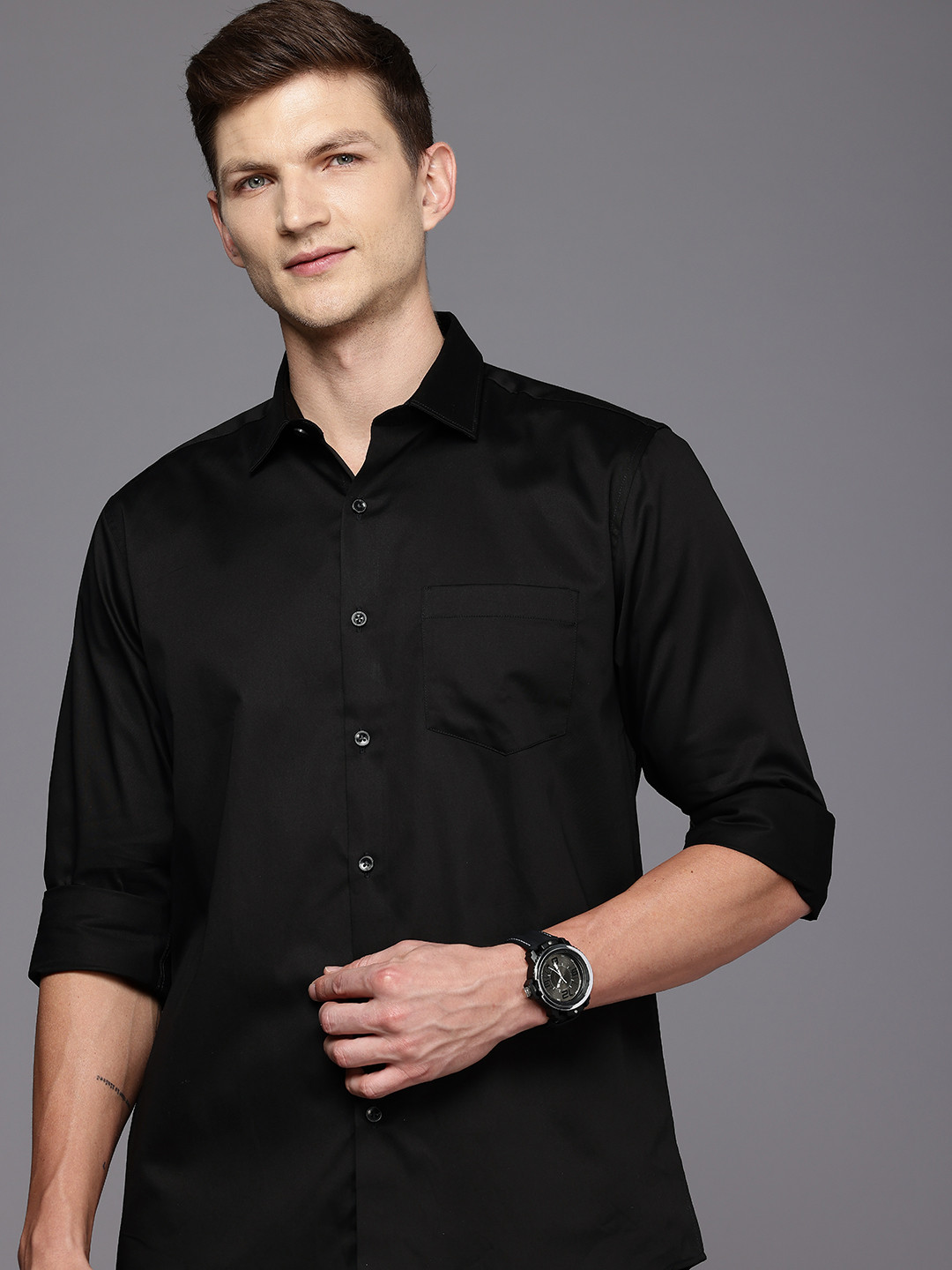 

Allen Solly Pure Cotton Sport Opaque Casual Shirt, Black