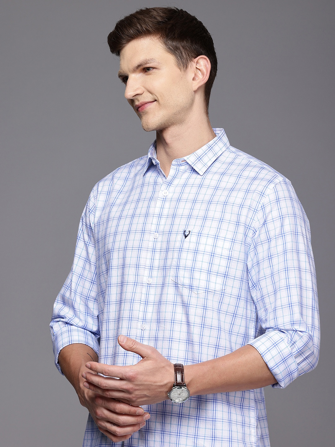 

Allen Solly Classic Fit Checked Pure Cotton Casual Shirt, White