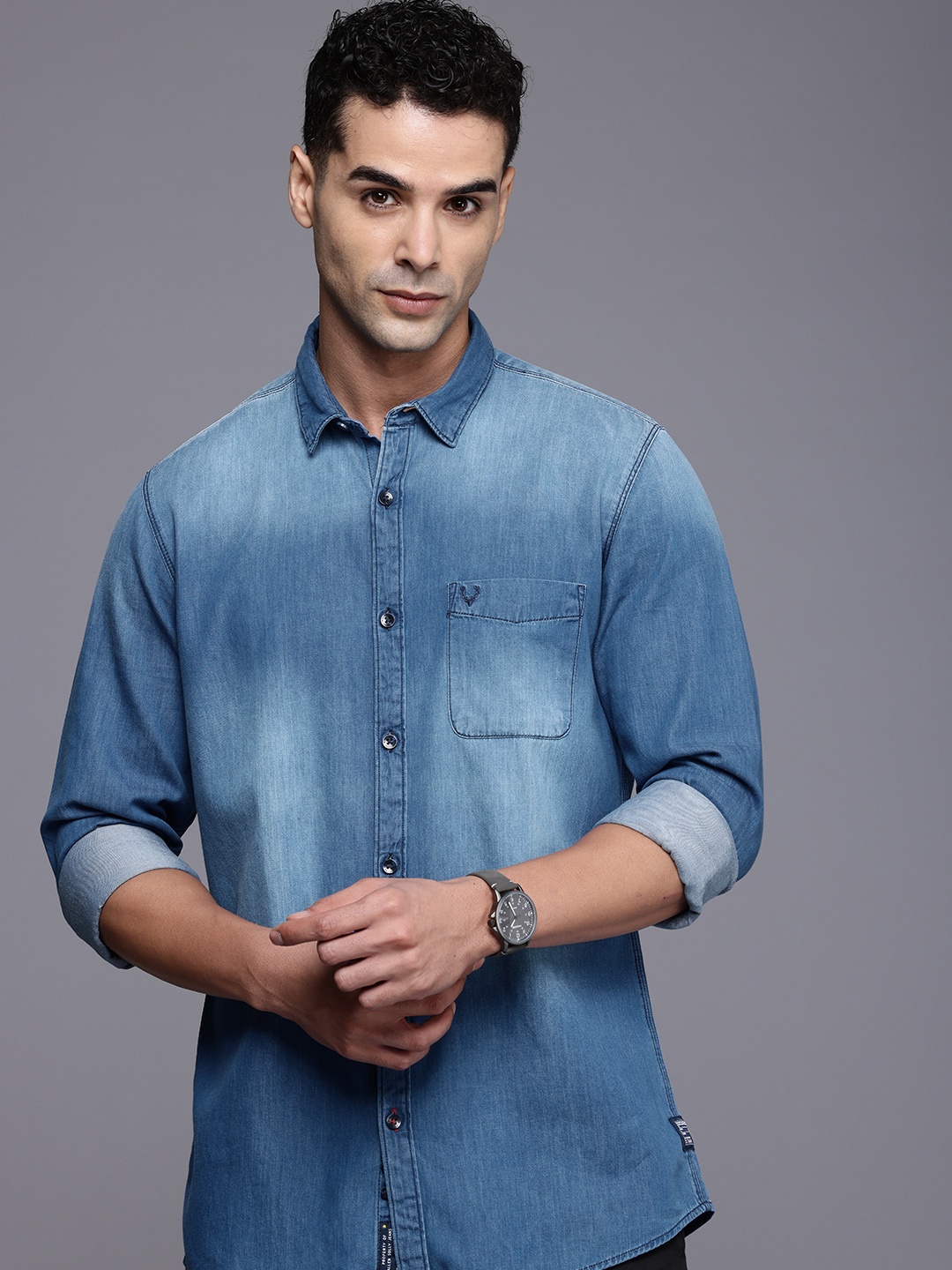 

Allen Solly Pure Cotton Custom Fit Casual Shirt, Blue