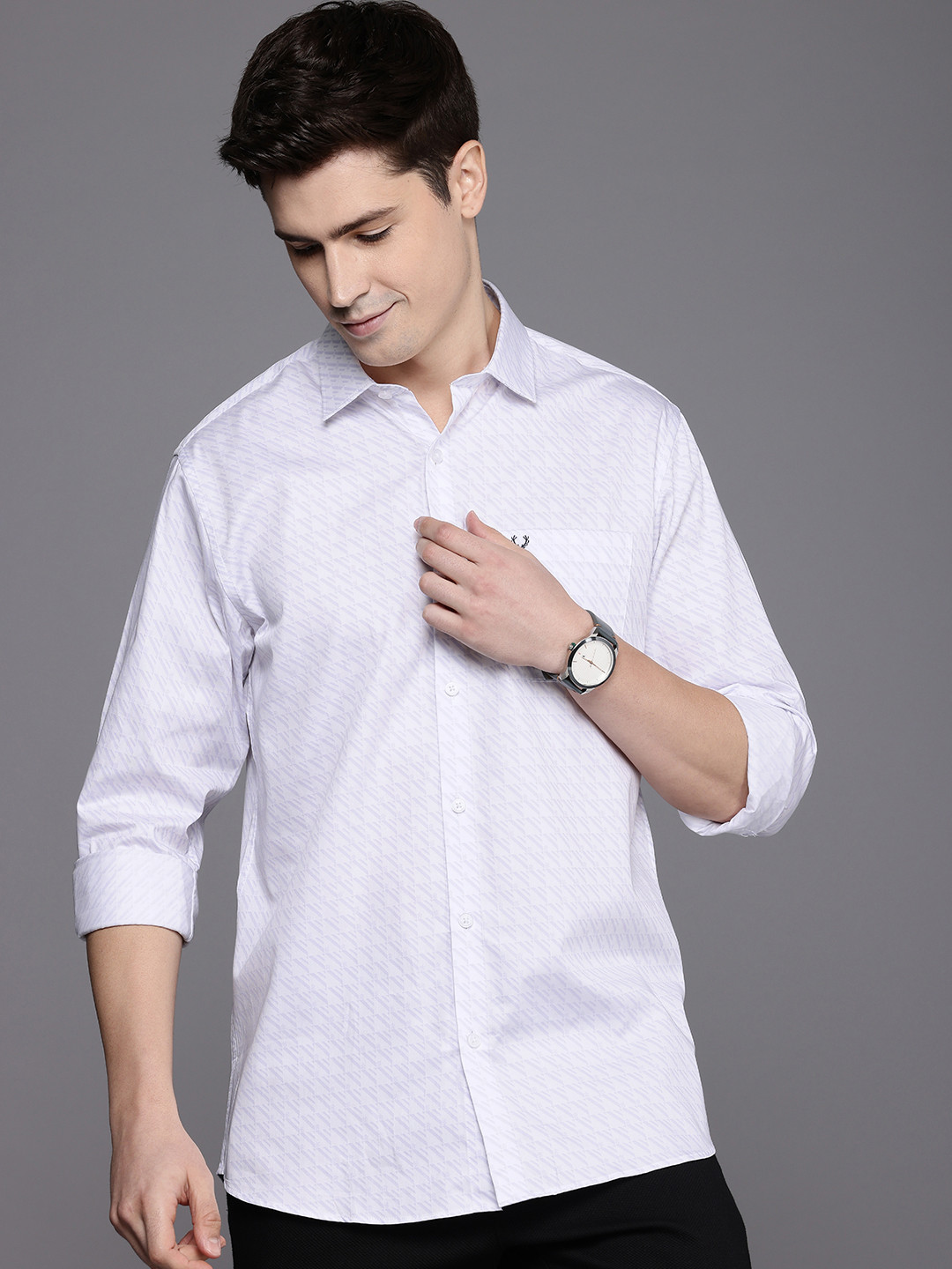

Allen Solly Pure Cotton Classic Fit Opaque Printed Casual Shirt, White