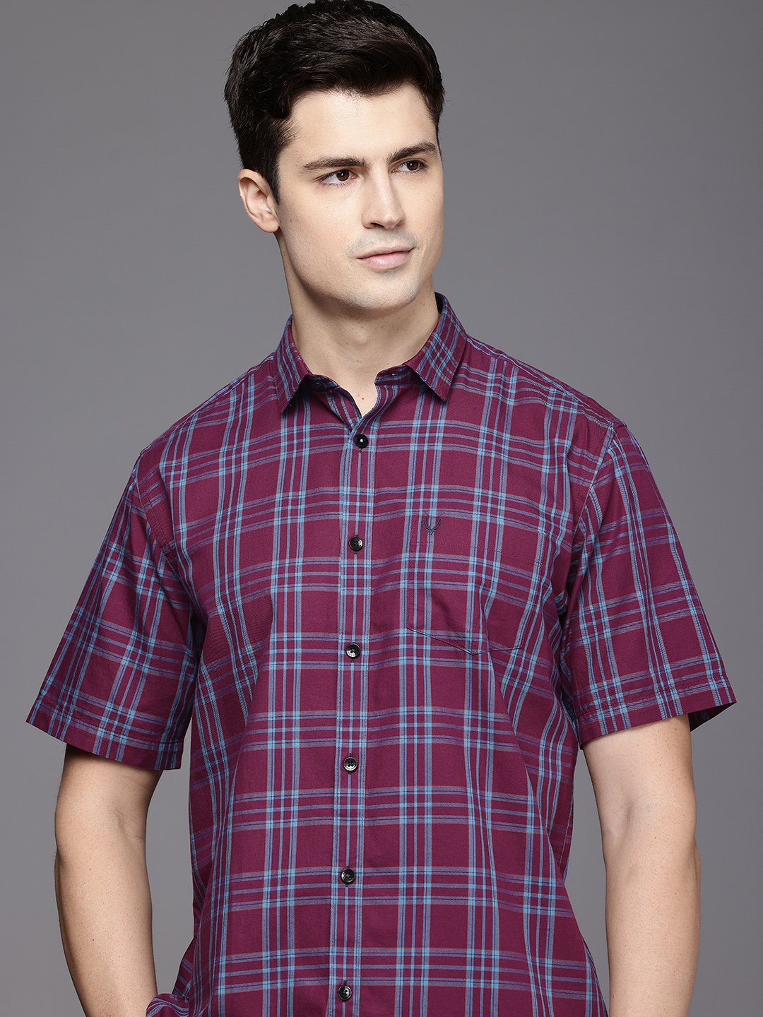 

Allen Solly Pure Cotton Sport Opaque Checked Casual Shirt, Burgundy