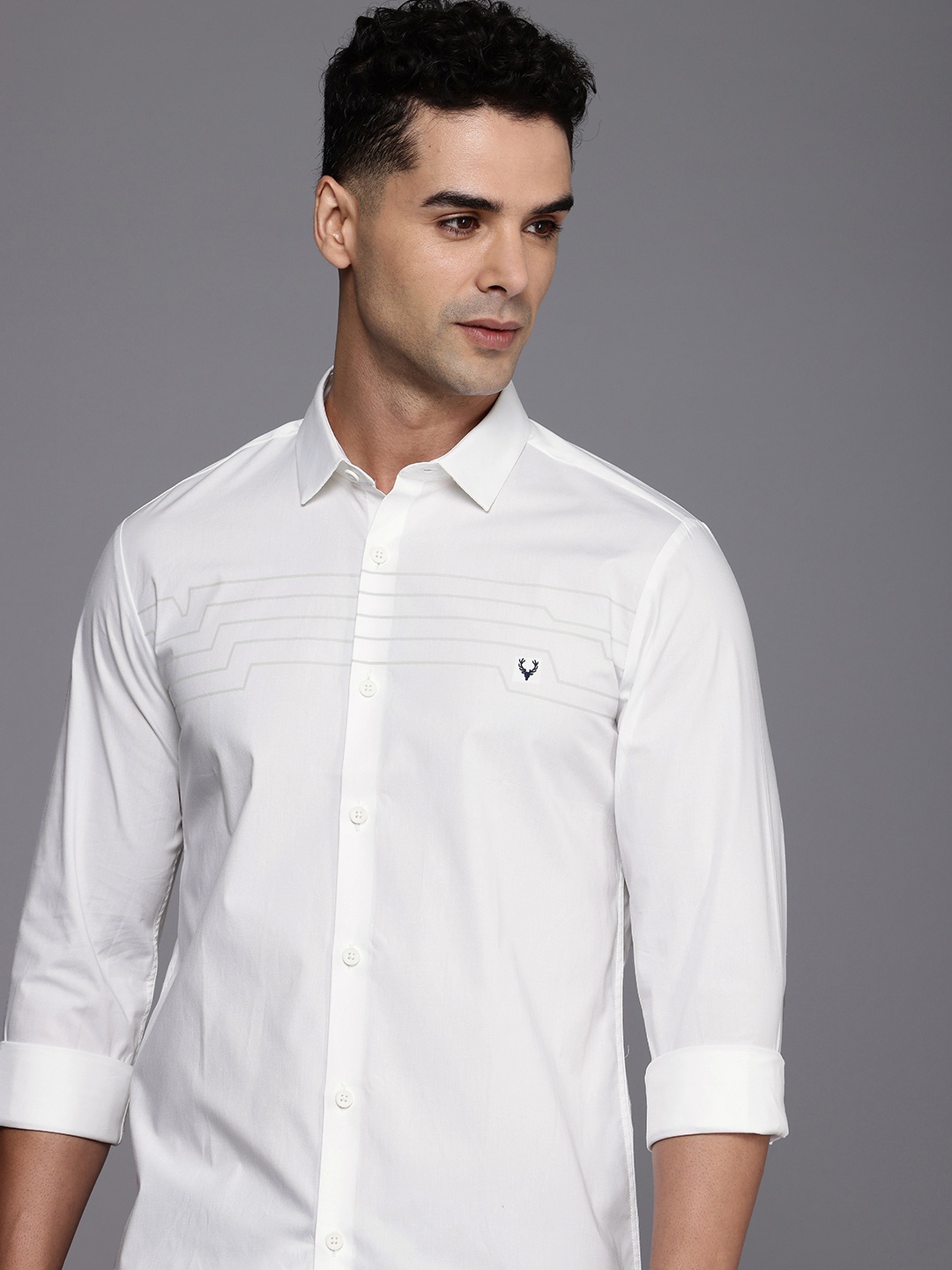 

Allen Solly Modern Slim Fit Horizontal Stripes Opaque Casual Shirt, White