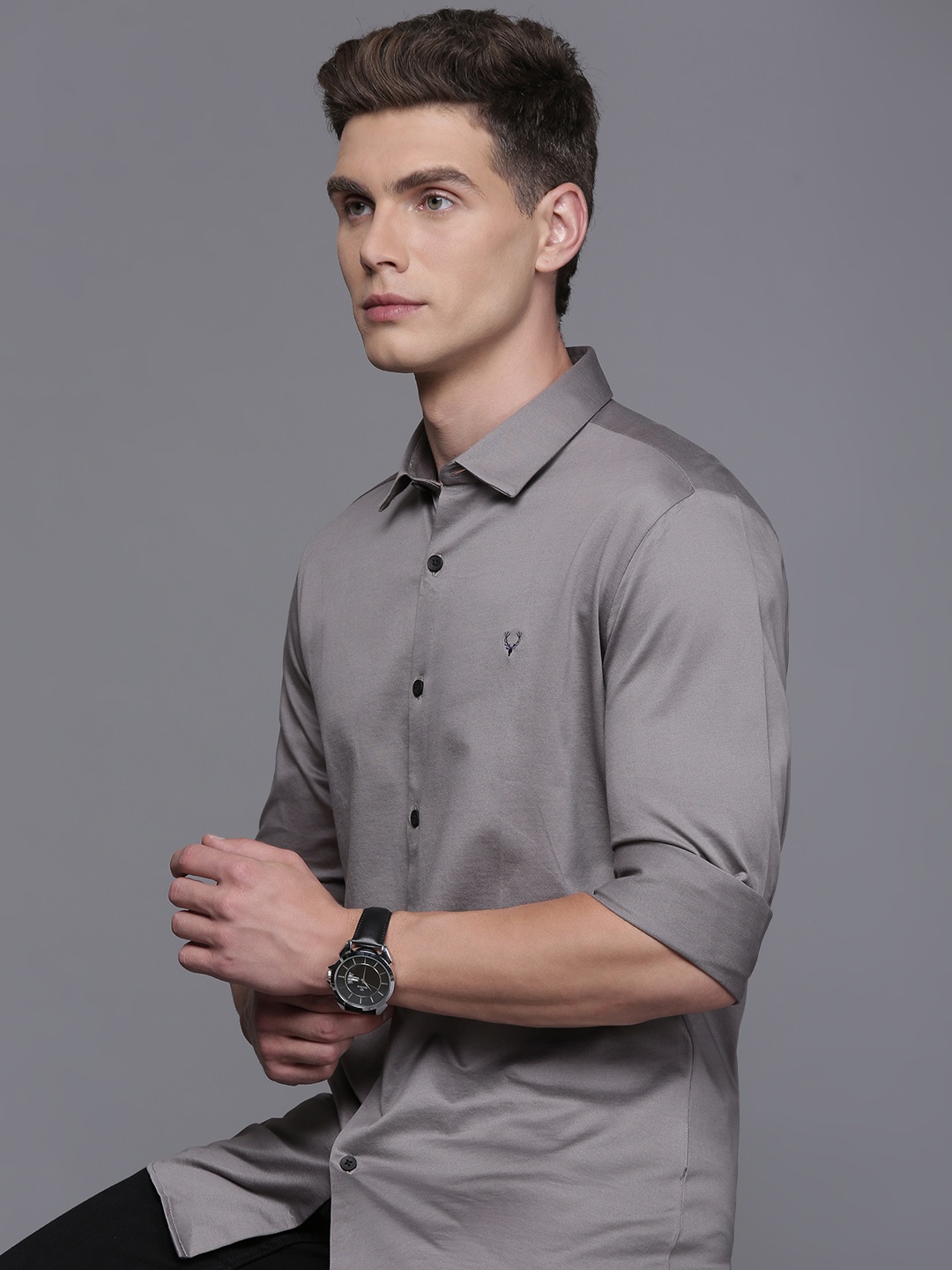 

Allen Solly Pure Cotton Slim Fit Opaque Casual Shirt, Grey