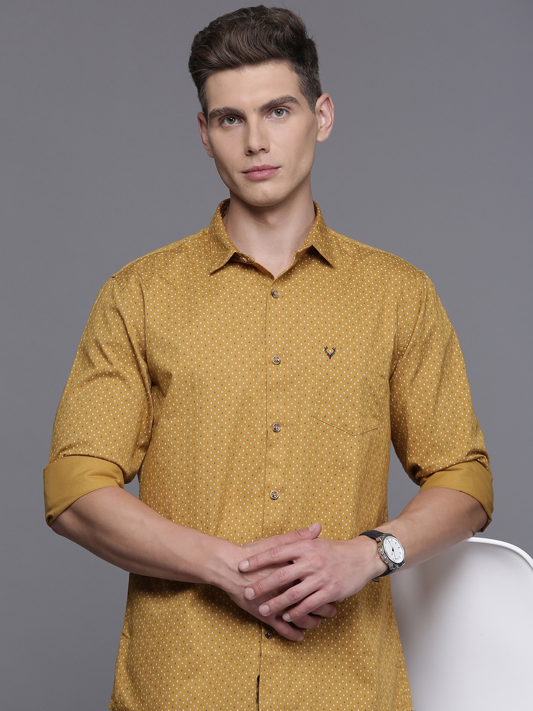 

Allen Solly Pure Cotton Sport Fit Printed Casual Shirt, Yellow