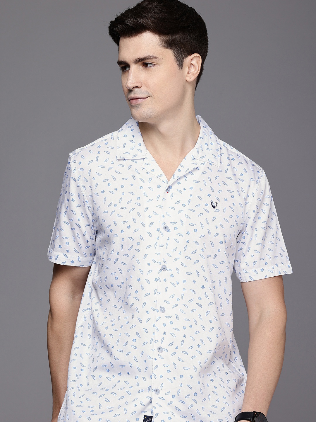 

Allen Solly Custom Fit Floral Opaque Printed Casual Shirt, White