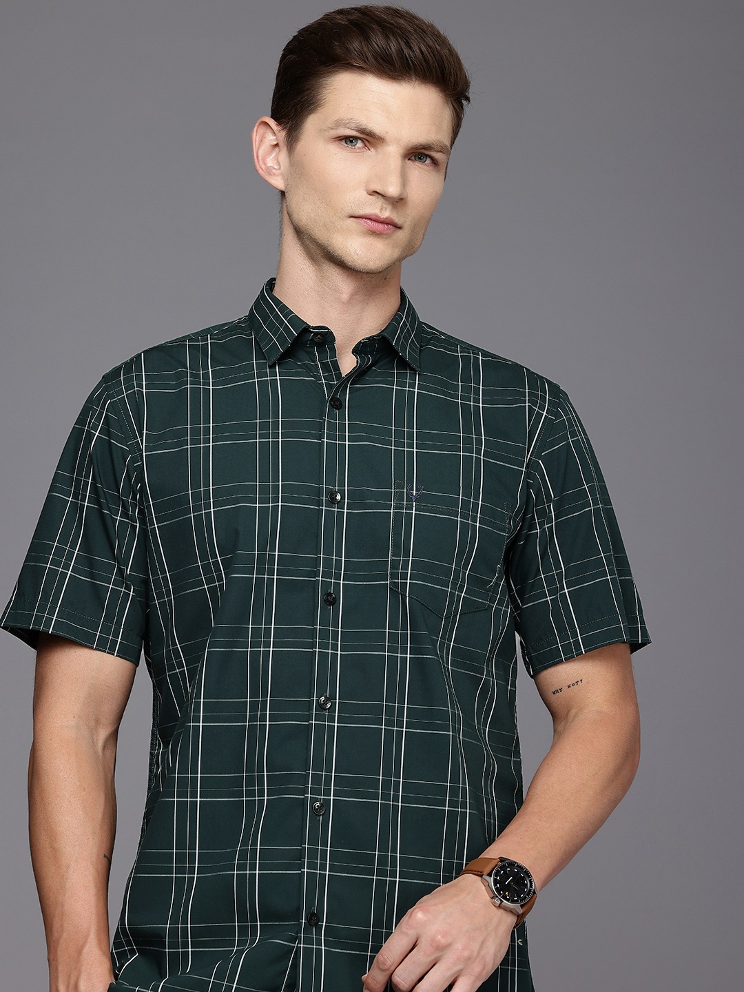 

Allen Solly Checked Pure Cotton Casual Shirt, Green