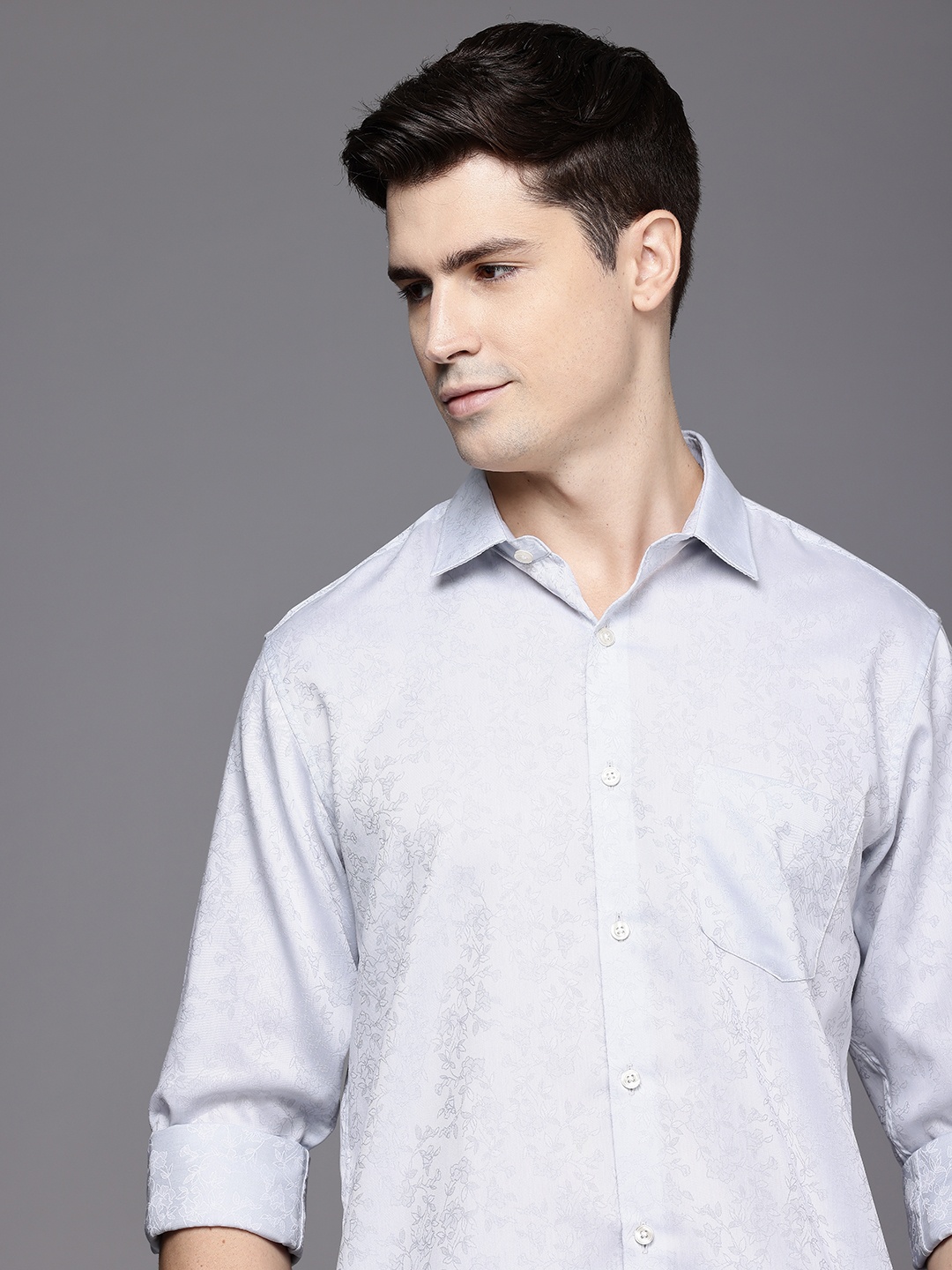 

Allen Solly Pure Cotton Floral Self Design Sport Fit Opaque Casual Shirt, Grey