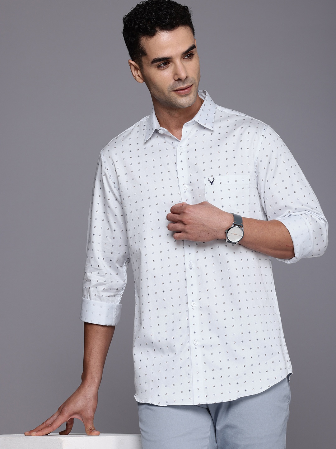 

Allen Solly Micro Printed Pure Cotton Sport Fit Casual Shirt, White