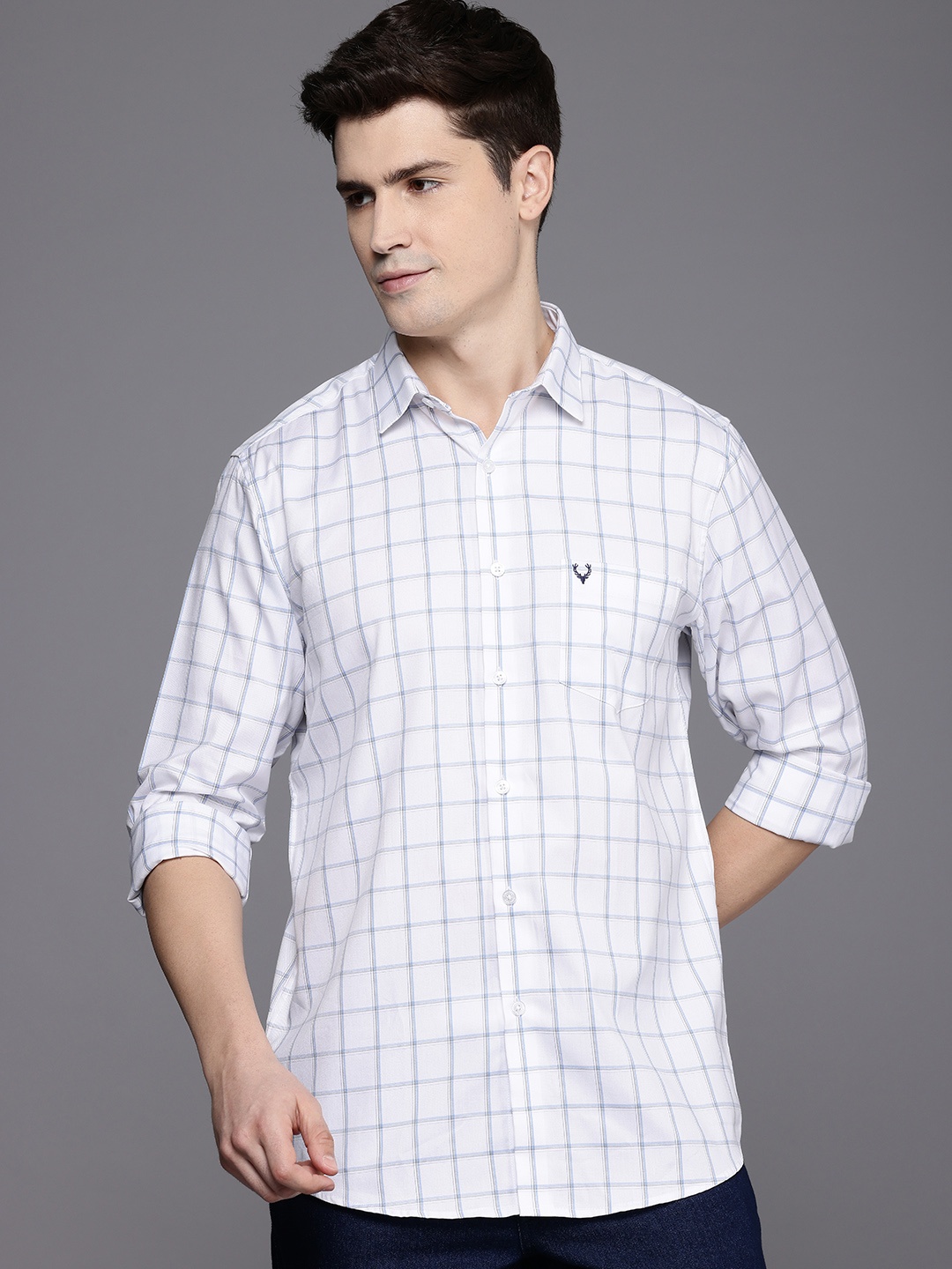 

Allen Solly Pure Cotton Classic Fit Tartan Checks Opaque Casual Shirt, White