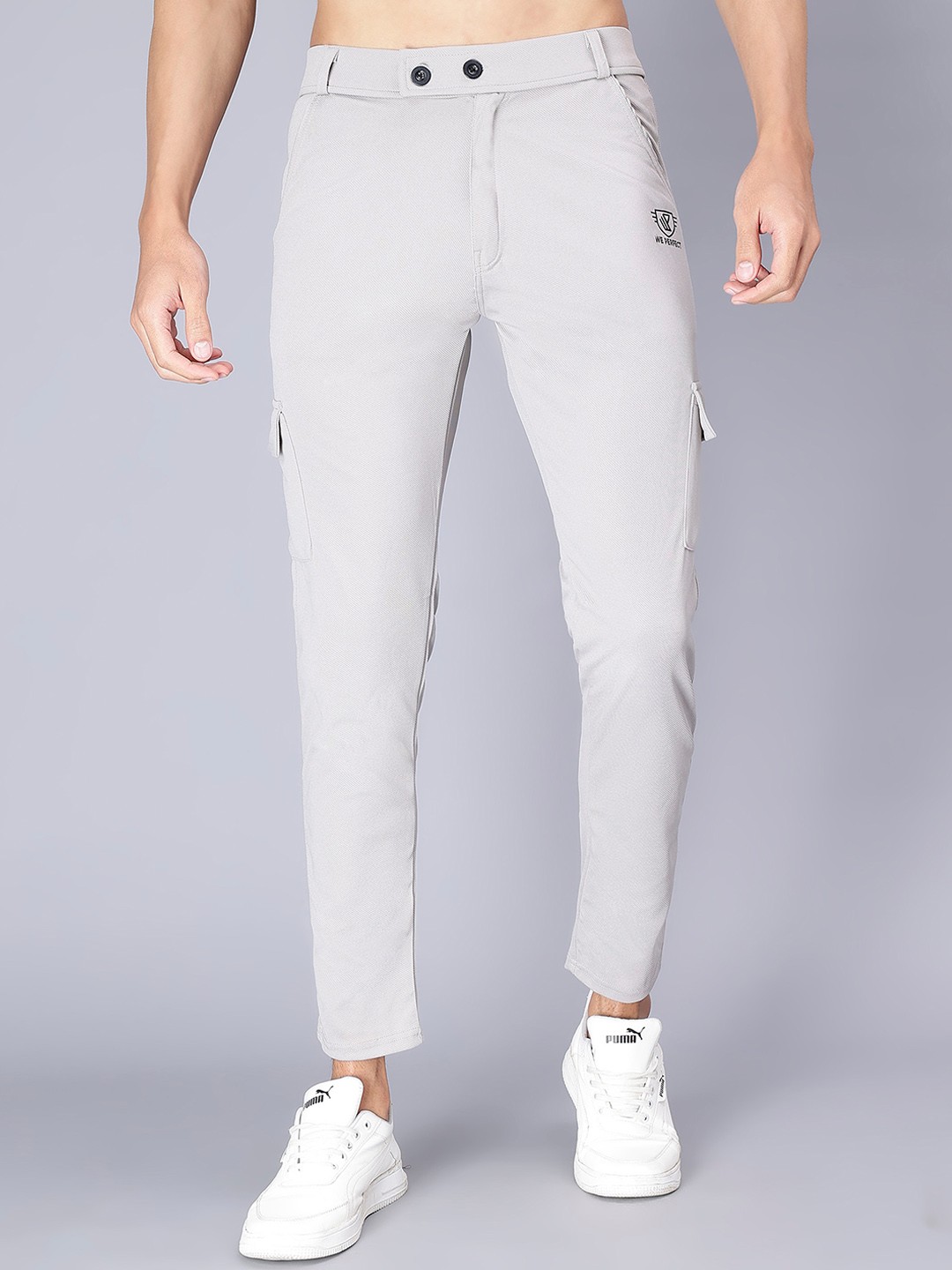 

WE PERFECT Men Relaxed Mid-Rise Regular Fit Cargo Trouser, Grey