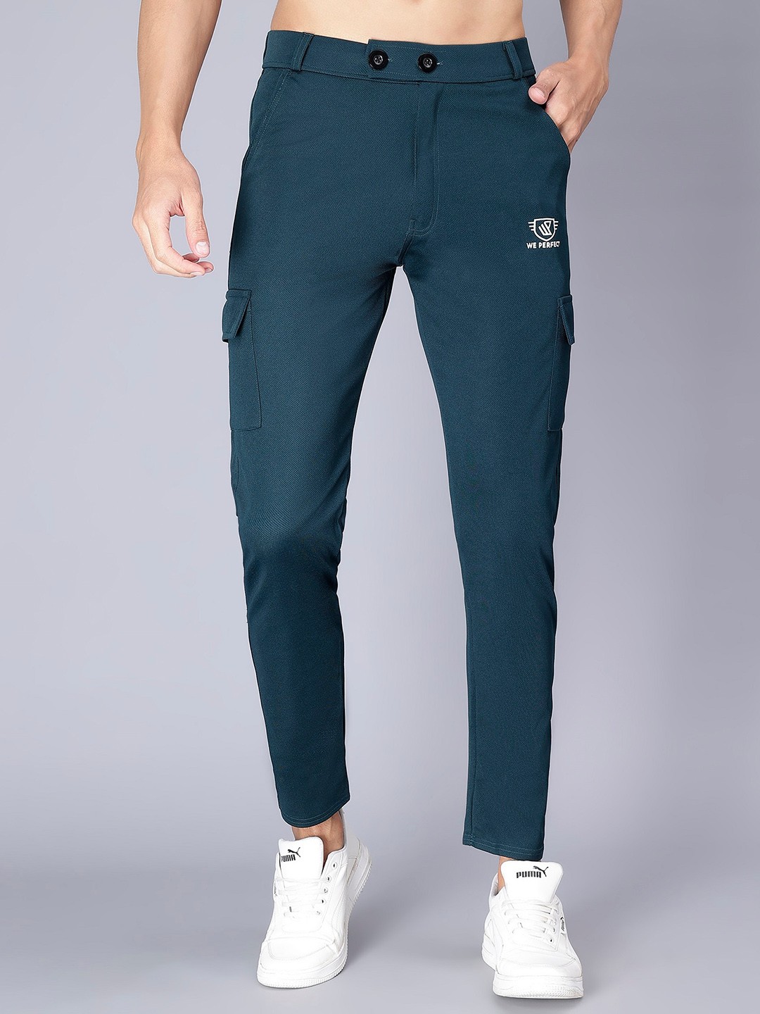 

WE PERFECT Men Relaxed Mid-Rise Regular Fit Cargo Trouser, Green