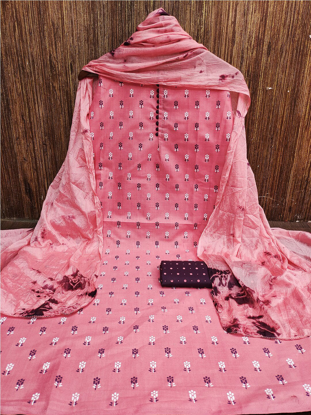 

Lilots Floral Printed Unstitched Dress Material, Pink