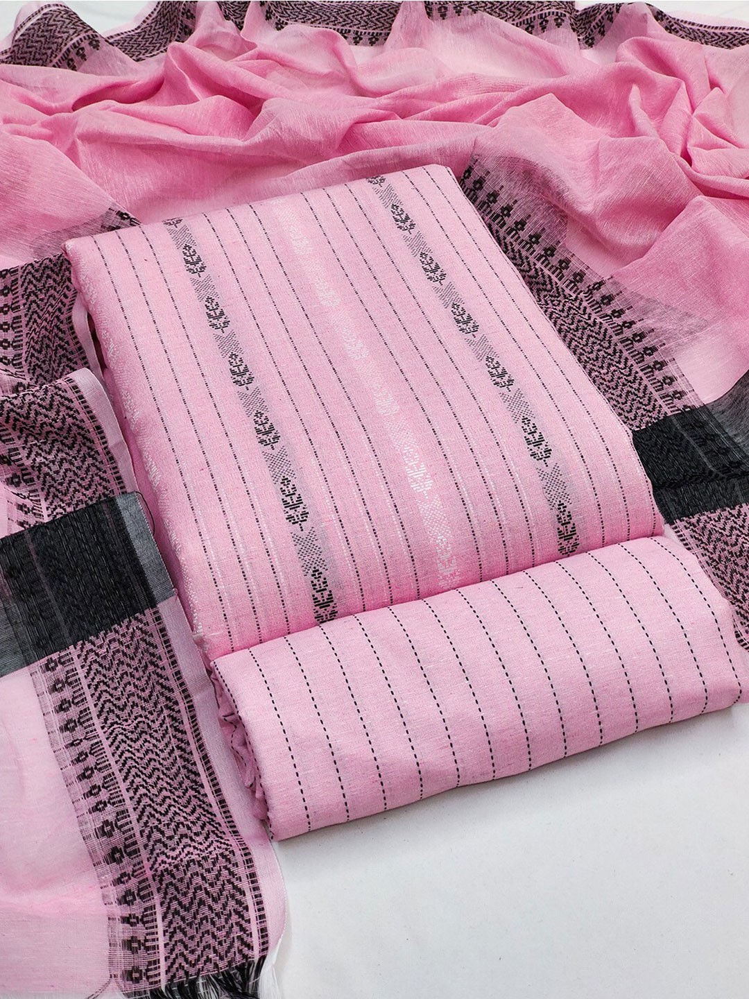 

Lilots Ethnic Motifs Printed Unstitched Dress Material, Pink