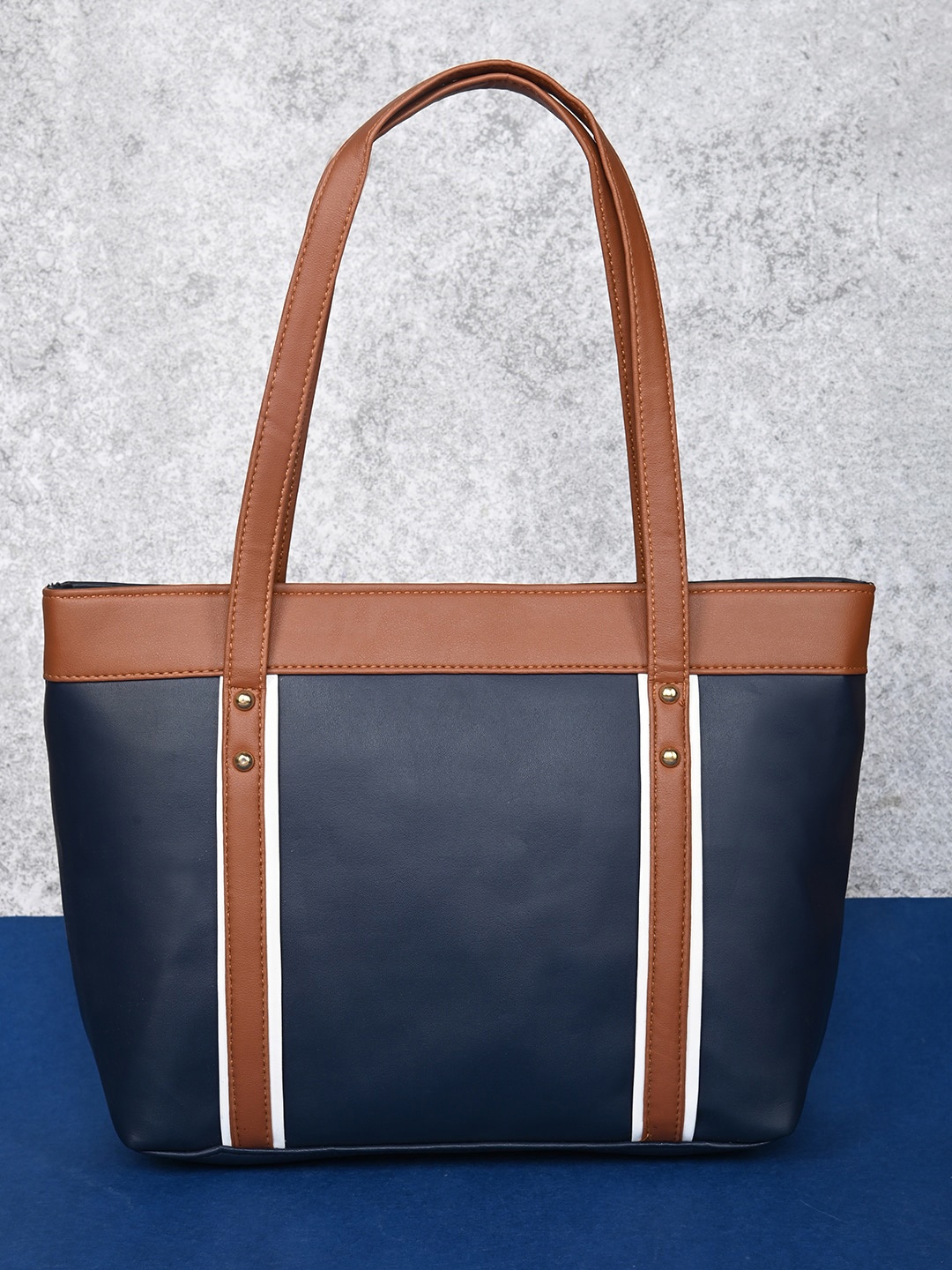 Mast & Harbour PU Shopper Shoulder Bag, Navy blue