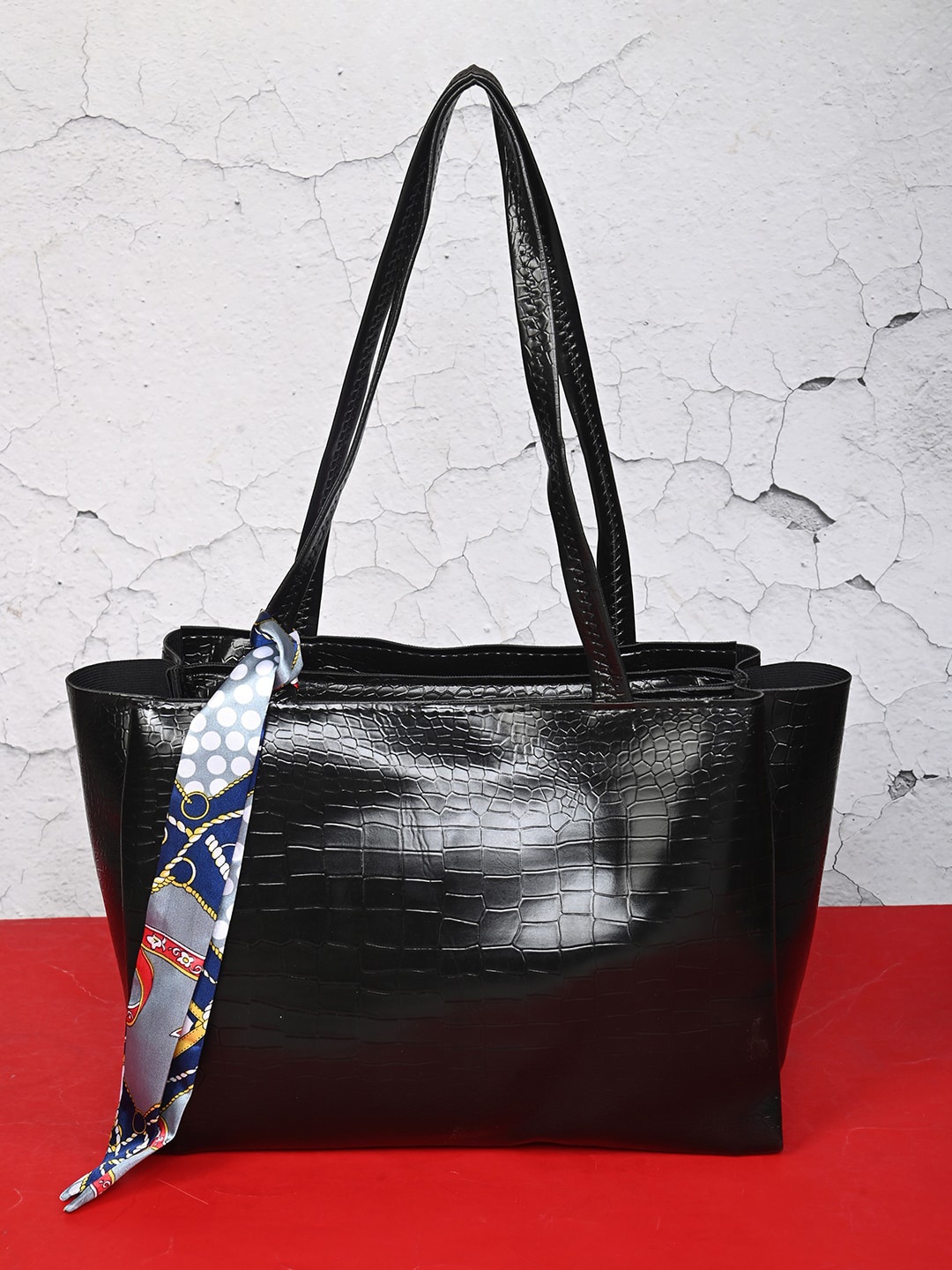 

Mast & Harbour Textured PU Oversized Structured Shoulder Bag, Black
