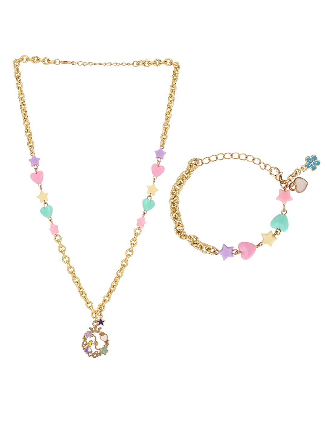 

Asthetika Kids Girls Floral Charms Jewellery Set, Pink