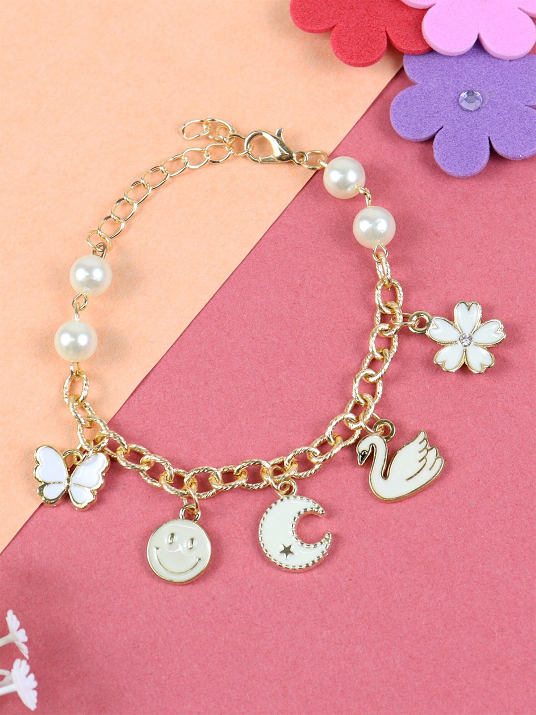 

Asthetika Kids Girls Beaded Charm Bracelet, White