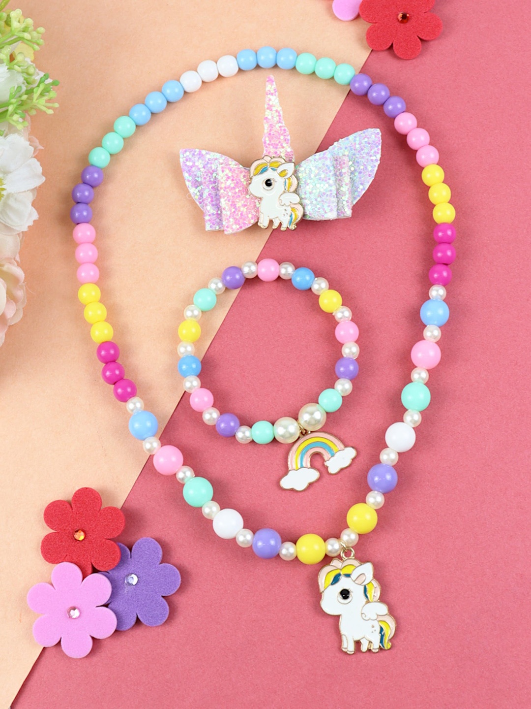 

Asthetika Kids Girls Beaded Jewellery Set, White