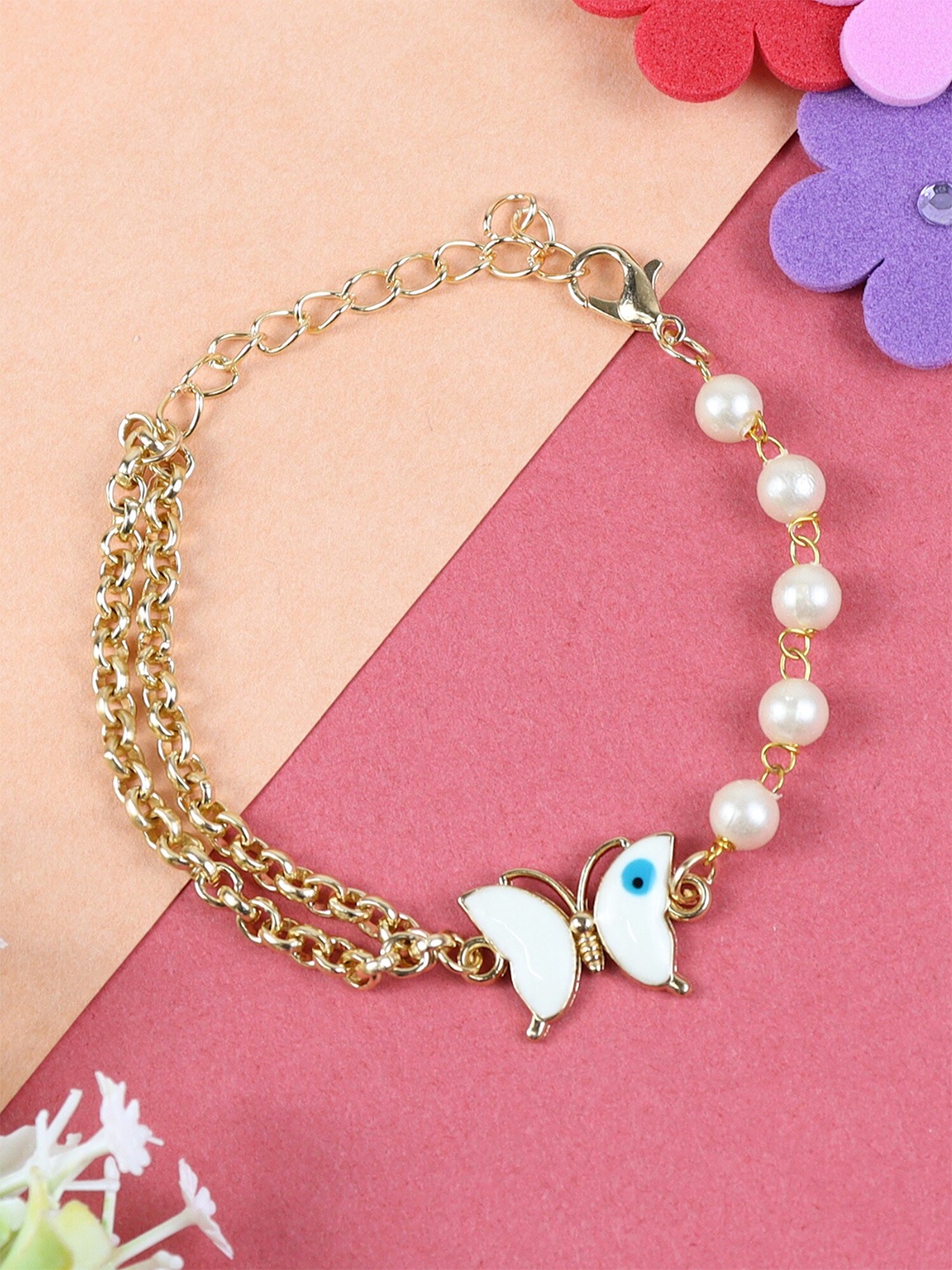 

Asthetika Kids Girls Beaded Link Bracelet, White