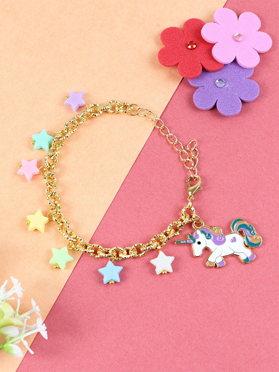 Asthetika Kids Girls Charm Bracelet, Gold