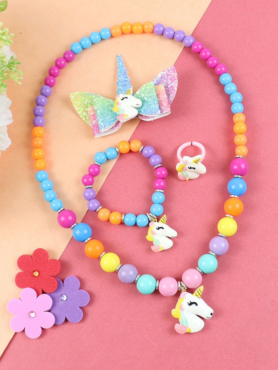 

Asthetika Kids Girls Unicorn Beaded Jewellery Set, Purple