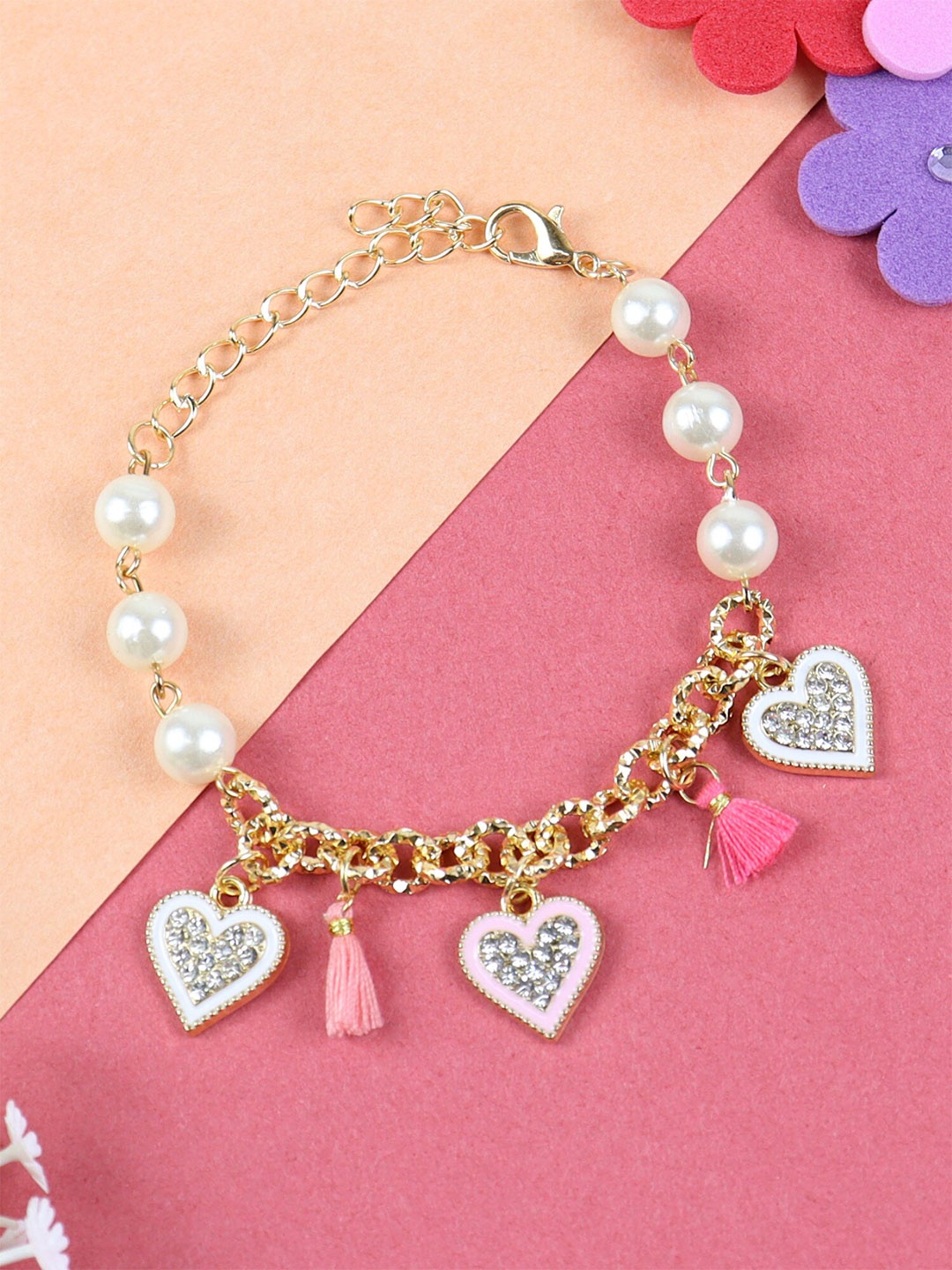 

Asthetika Kids Girls Heart Shape Link Bracelet, White