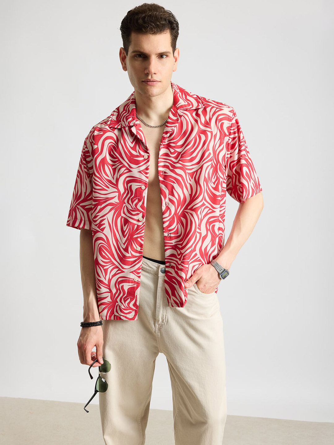 

FREAKINS Men Floral Opaque Printed Casual Shirt, Pink