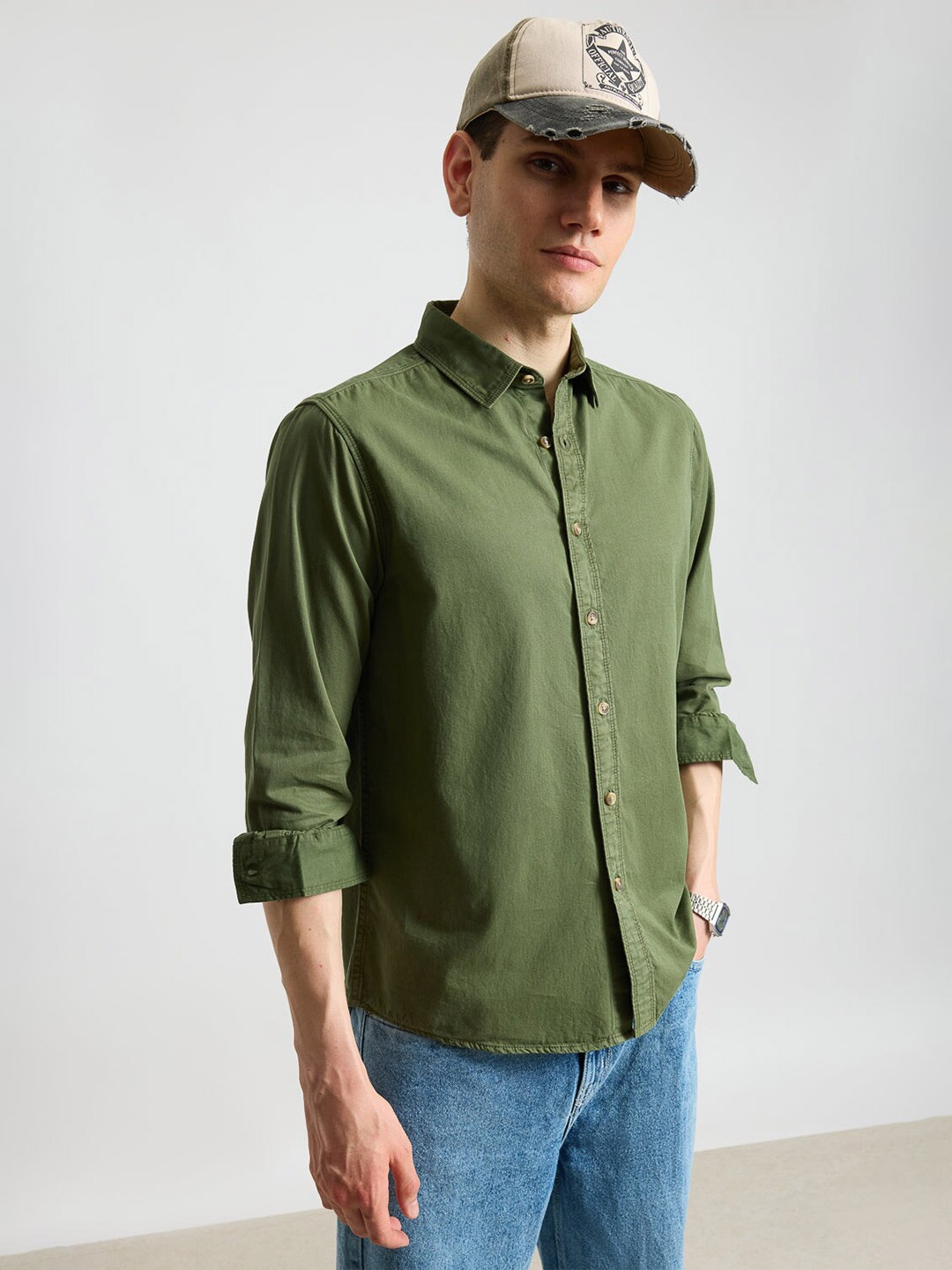 

FREAKINS Men Opaque Casual Shirt, Green