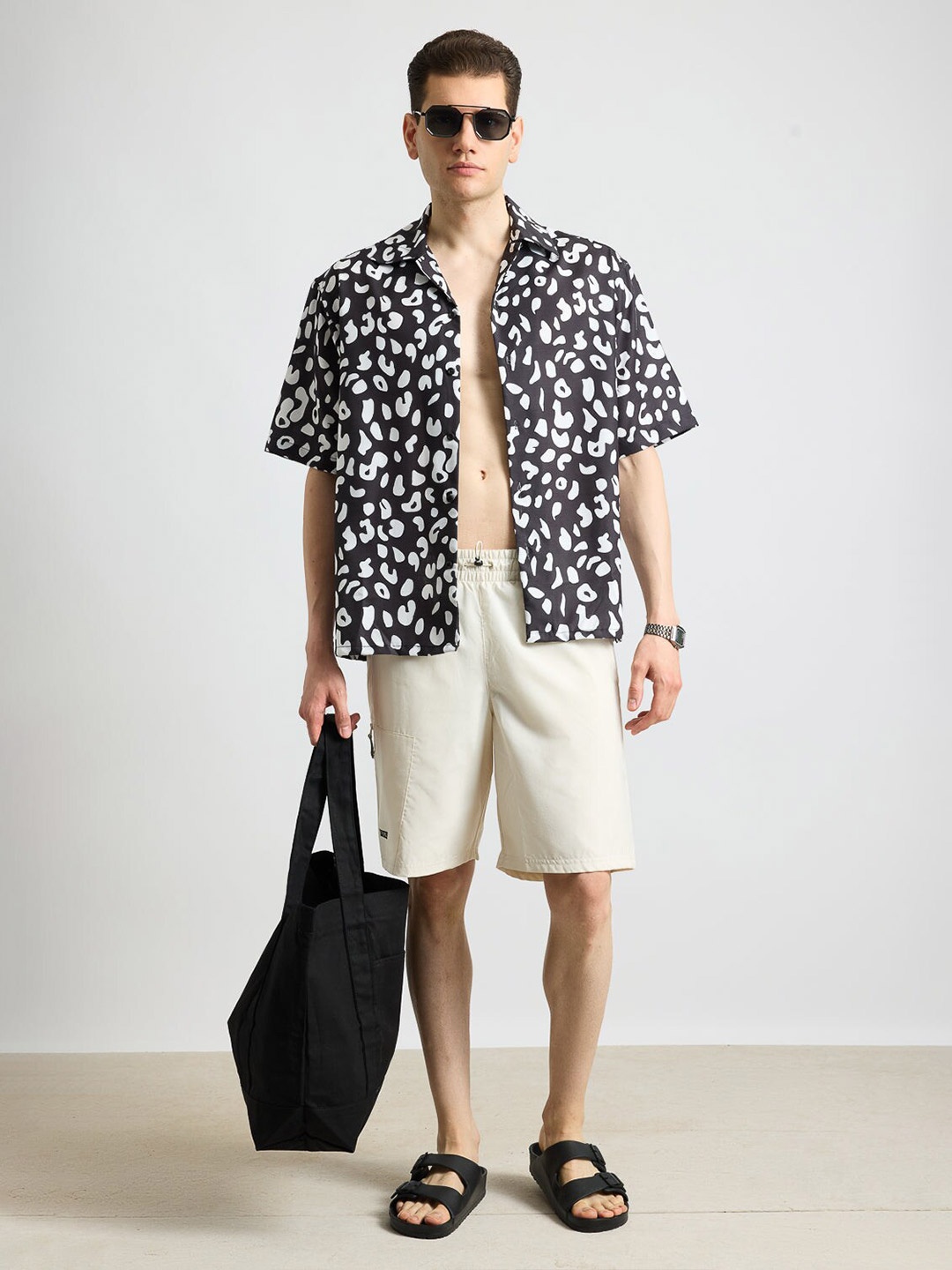

FREAKINS Men Opaque Printed Casual Shirt, Black
