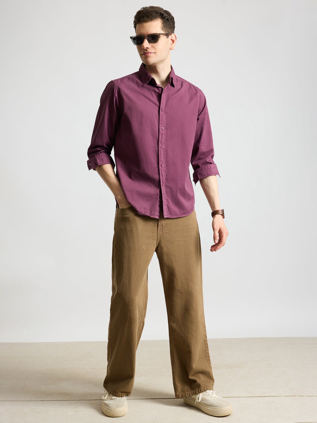 

FREAKINS Men Opaque Casual Shirt, Maroon
