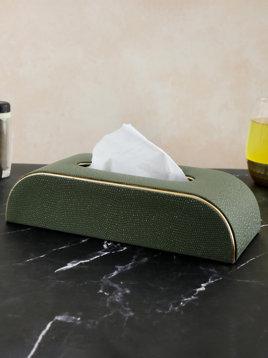 

THE HOME CO. Green Textured Tissue Holder