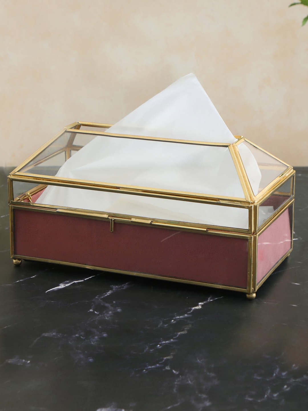 

THE HOME CO. Pink & Gold Toned Textured Tissue Holders