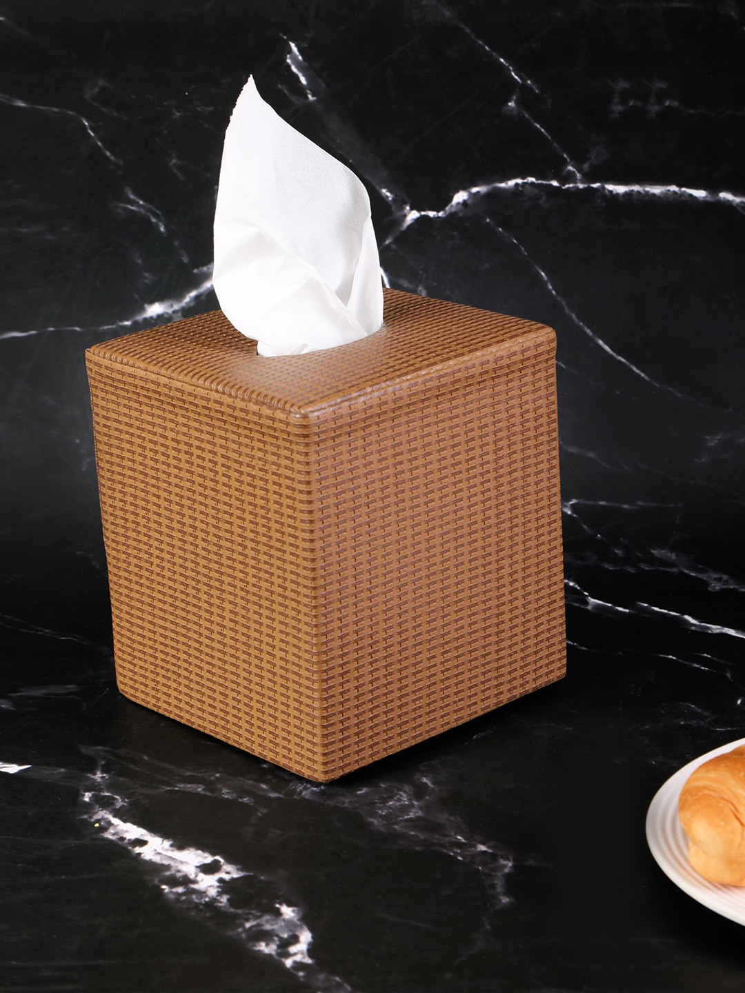 

THE HOME CO. Brown Printed Tissue Holder
