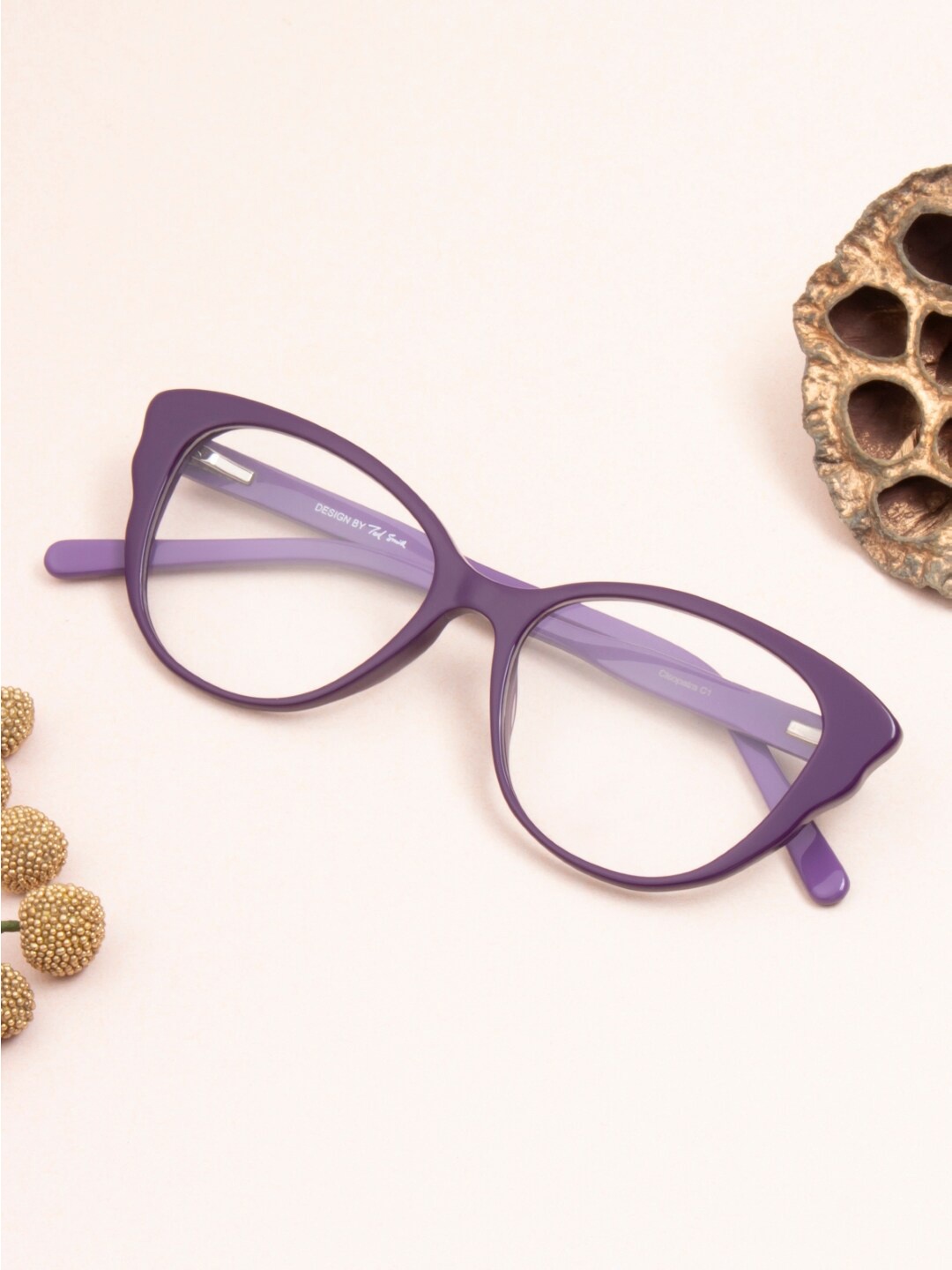 

Ted Smith Women 100% Acetate Full Rim Cateye Frames CLEOPATRA_C1, Purple