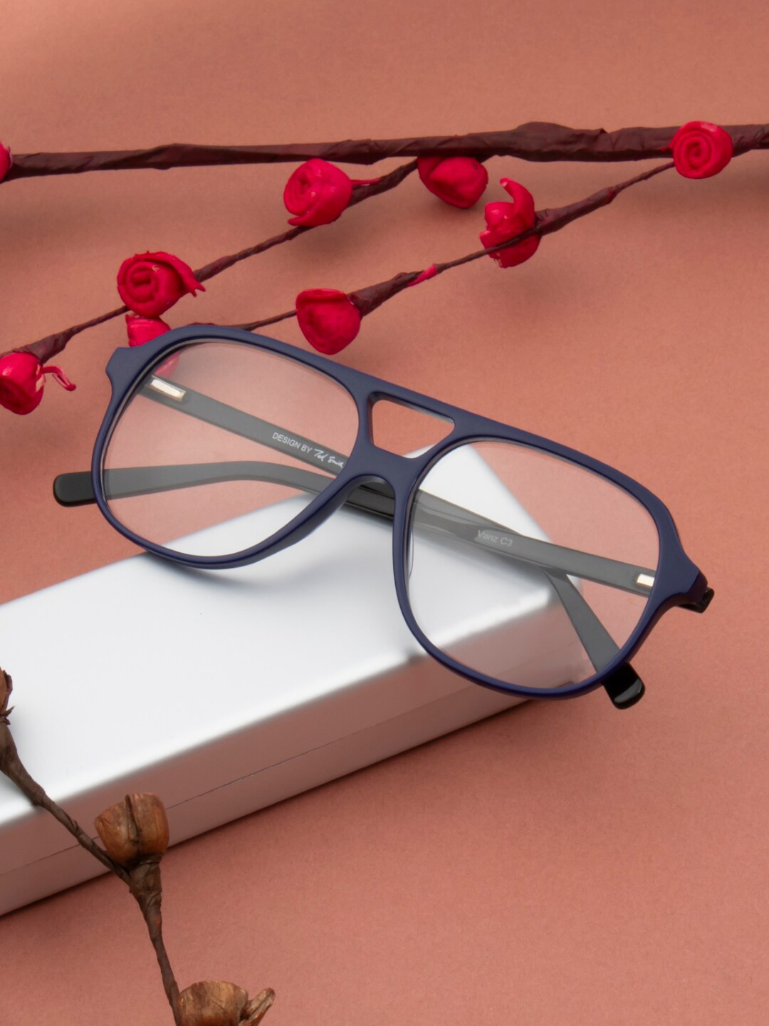 

Ted Smith Unisex Full Rim Aviator Frames, Blue