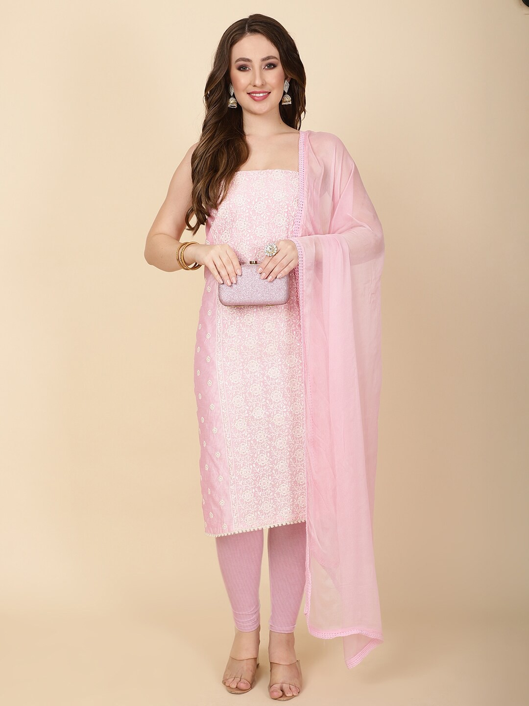 

Meena Bazaar Embroidered Unstitched Dress Material, Pink