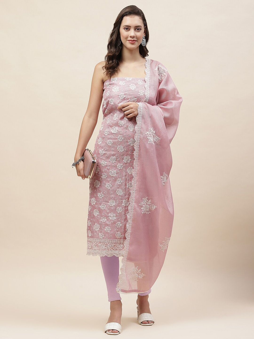 

Meena Bazaar Embroidered Unstitched Dress Material, Purple