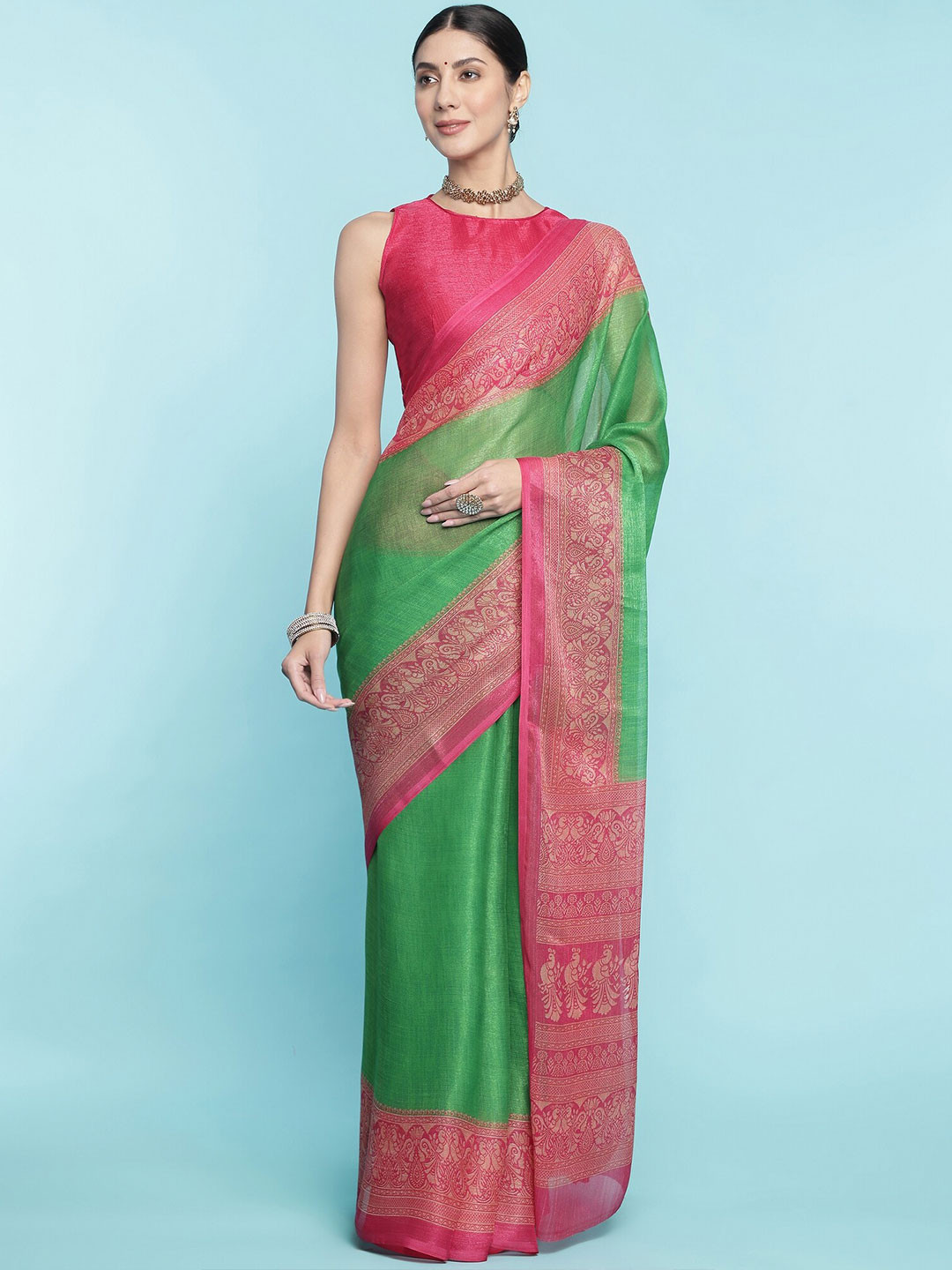 

Rekha Maniyar Pure Cotton Saree, Green