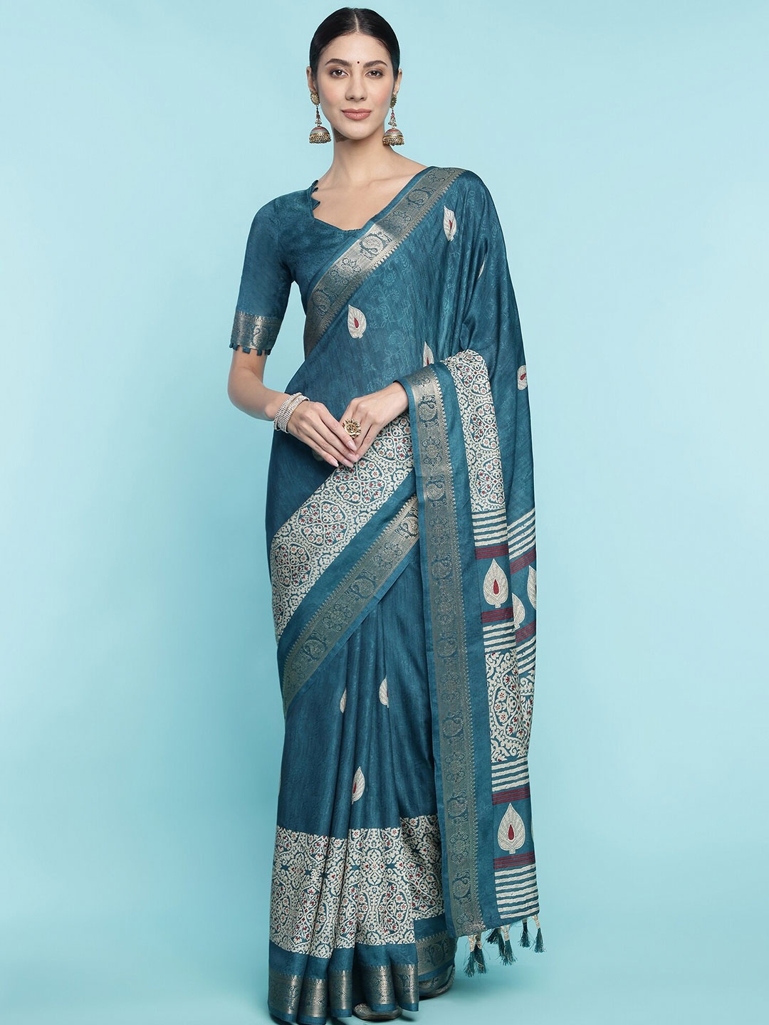 Rekha Maniyar Woven Design Zari Art Silk Saree, Blue