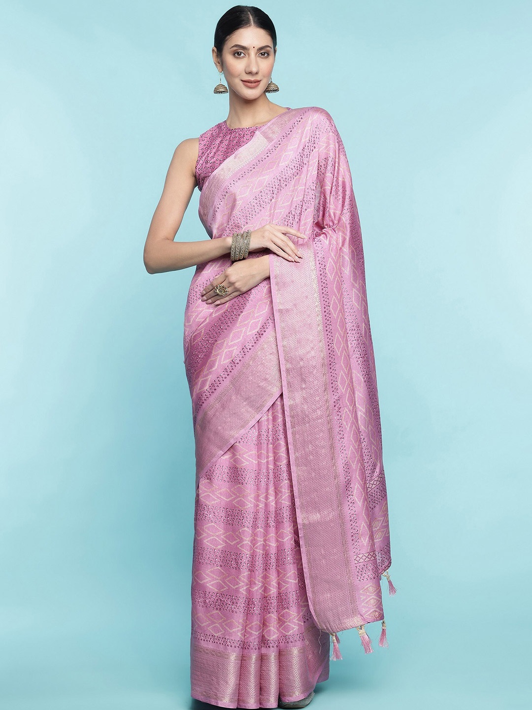 Mitera Purple Abstract Woven Design Zari Saree
