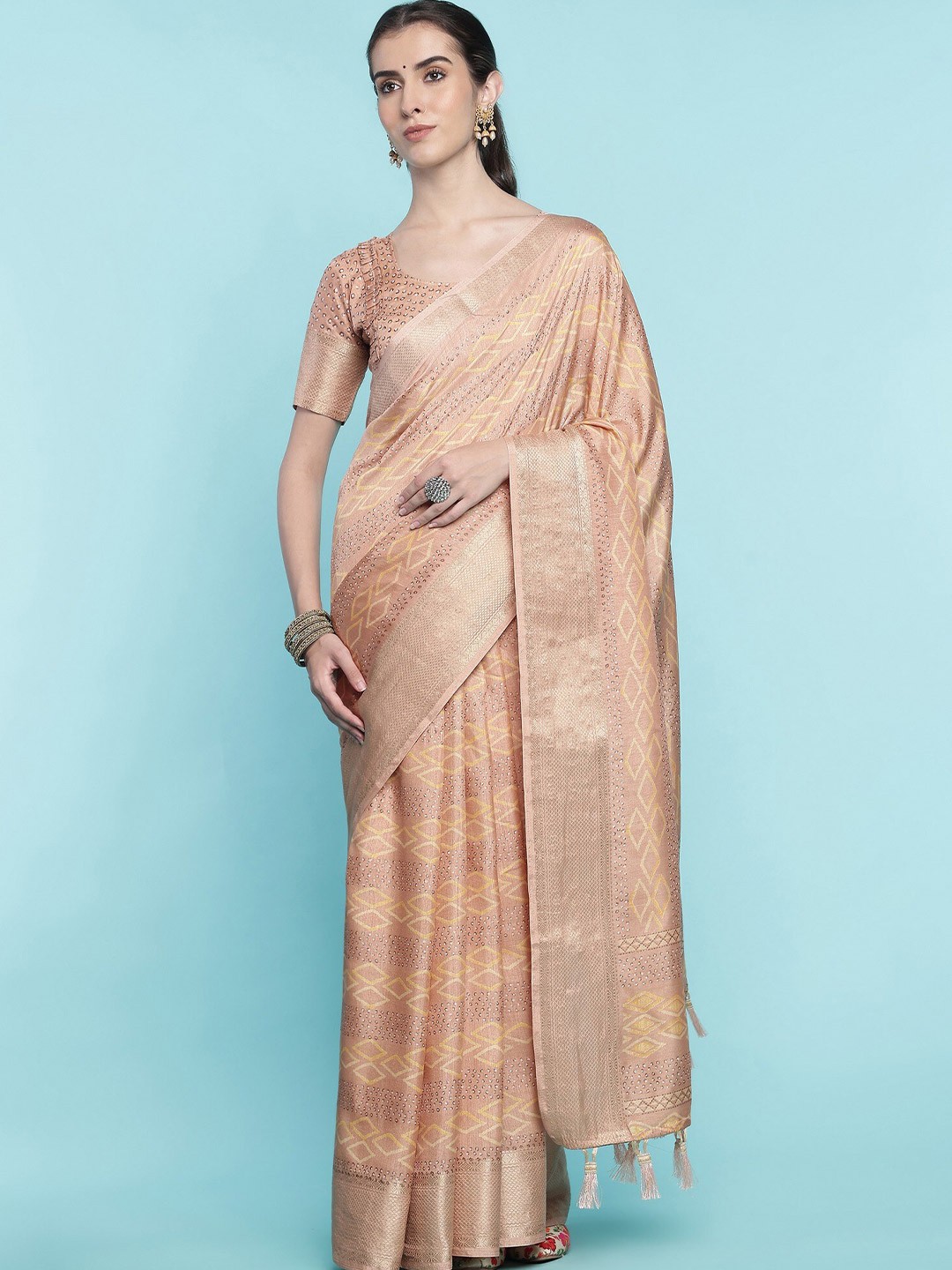 

Mitera Art Silk Saree, Beige