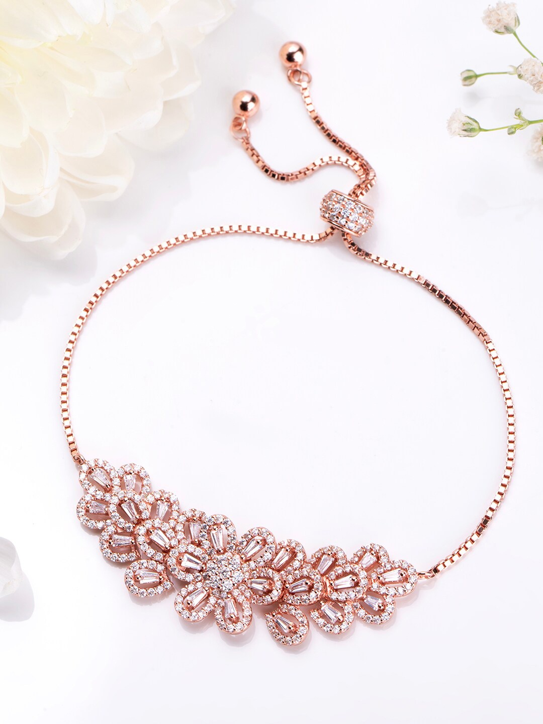 

Zavya Rose Gold-Plated 925 Pure Sterling Silver Charm Bracelet