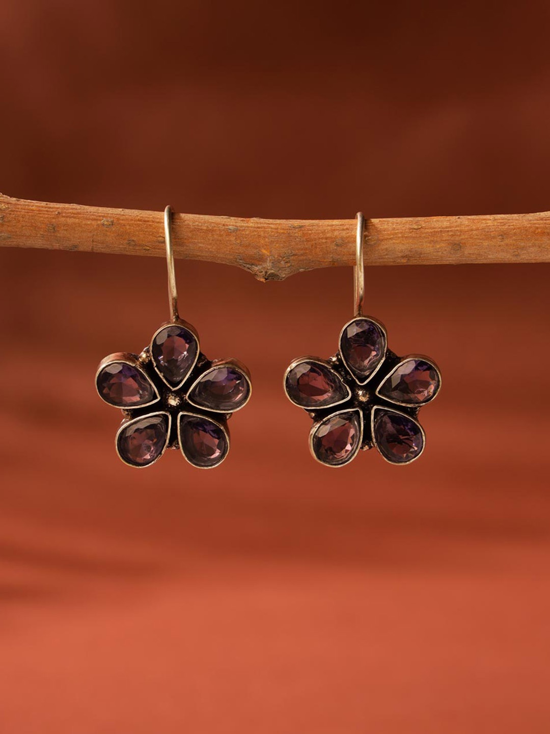 

Fabindia Silver-Plated Floral Drop Earrings